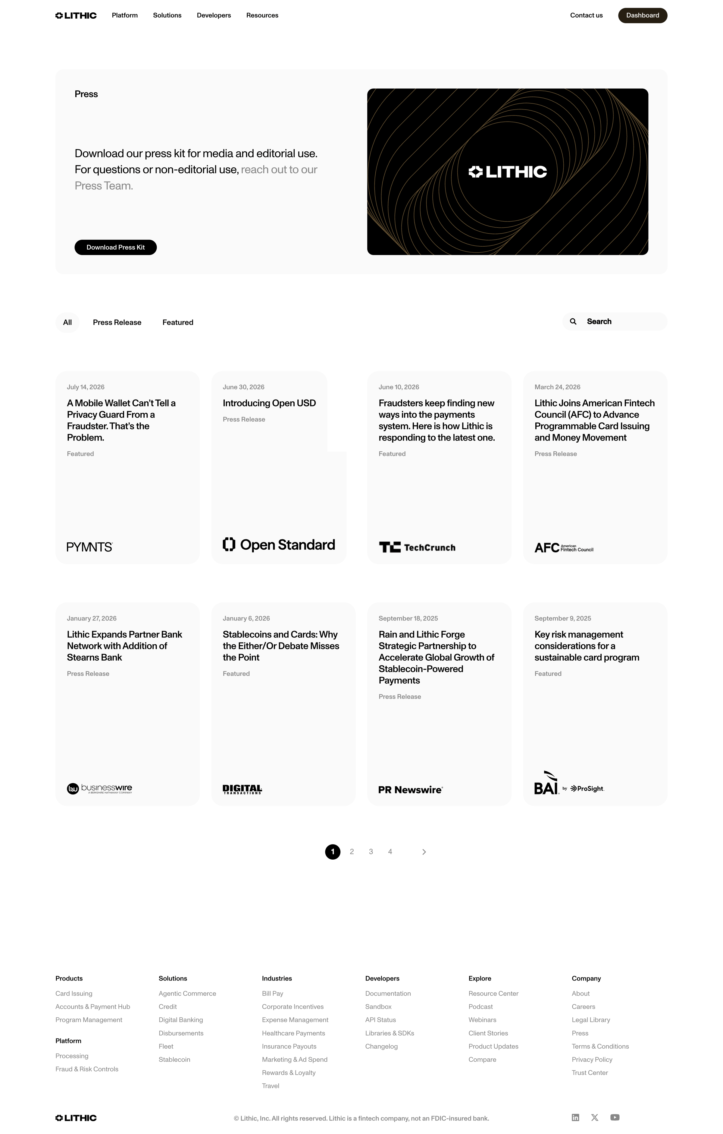 Lithic - Press, Announcements, Company News, and Product Releases | Lithic screen