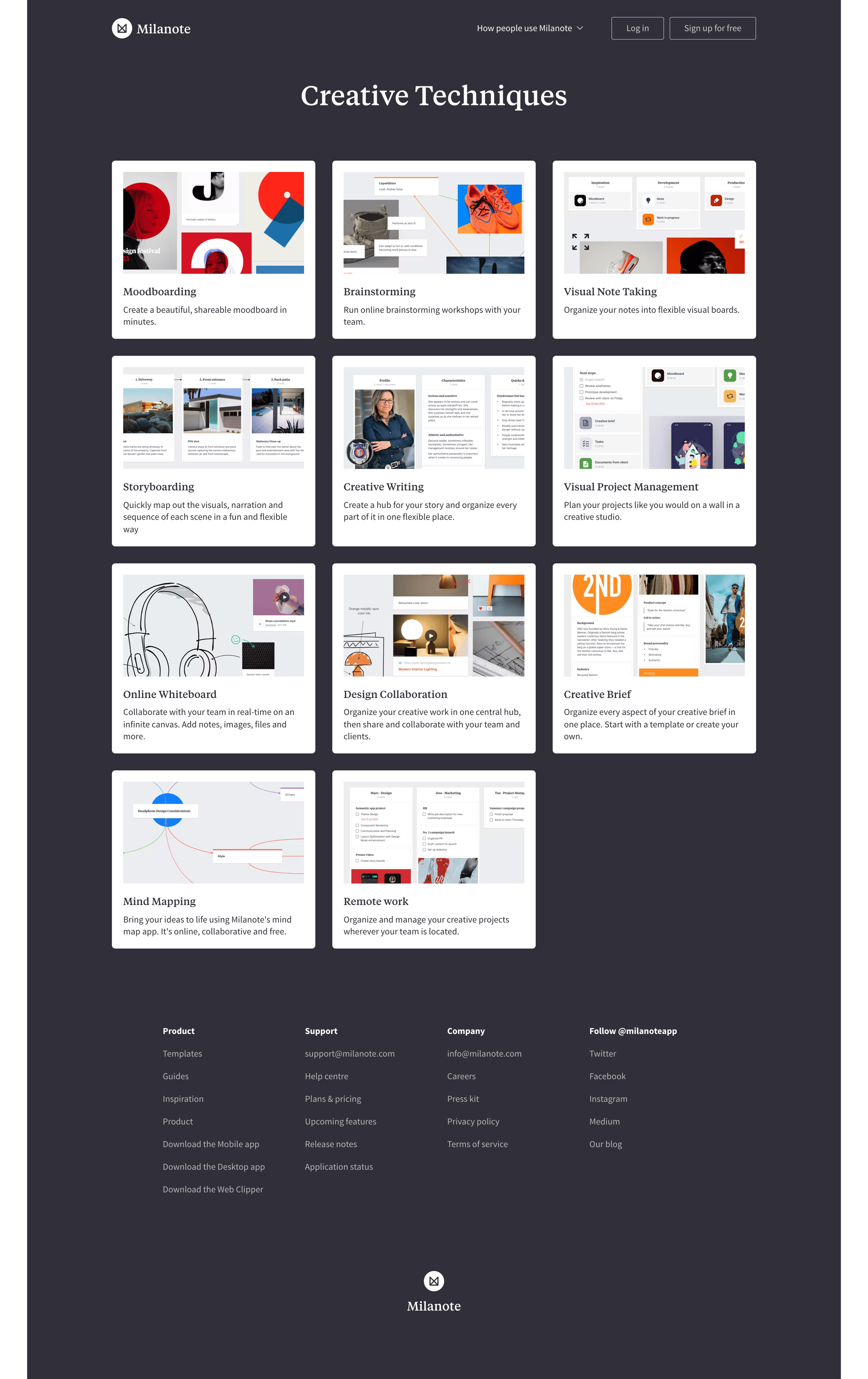 Milanote - Creative Techniques - Brainstorming, Moodboarding, Visual Note Ta screen