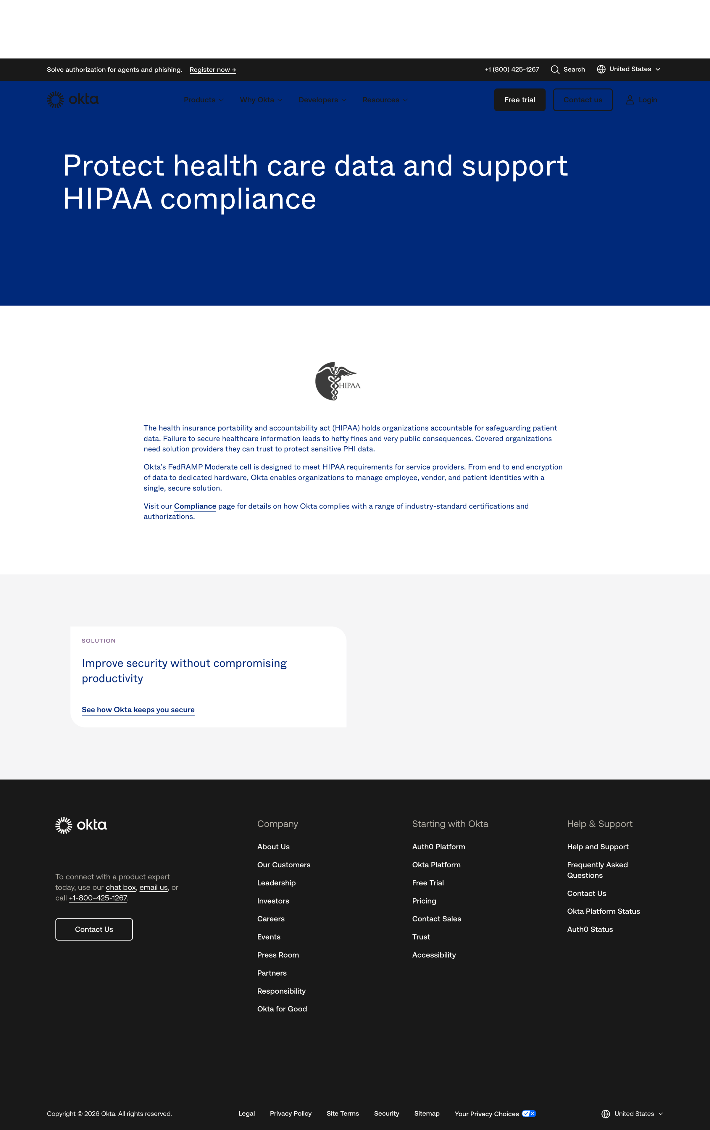 Okta - HIPAA screen