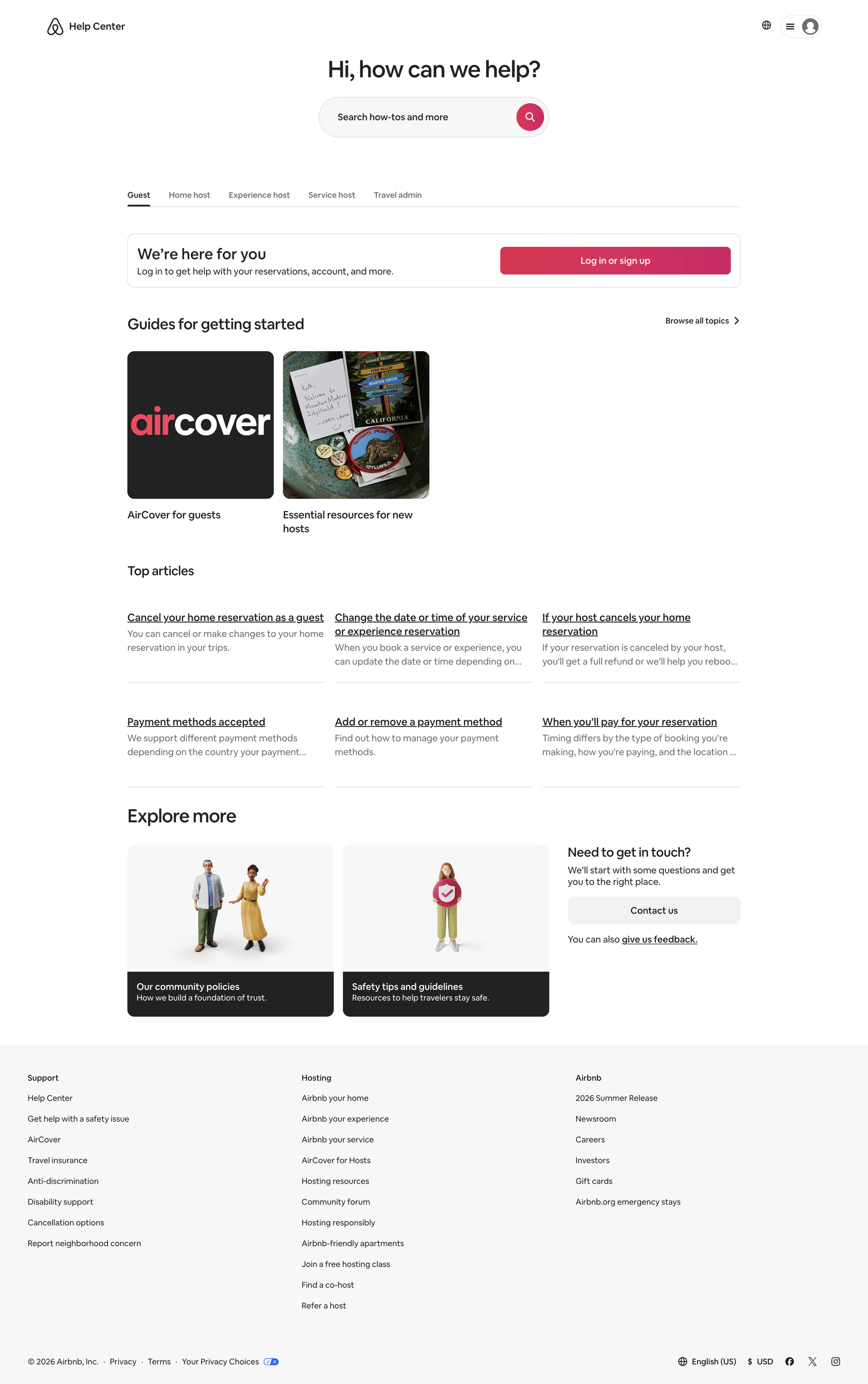 Airbnb - Customer Service - Airbnb Help Center screen