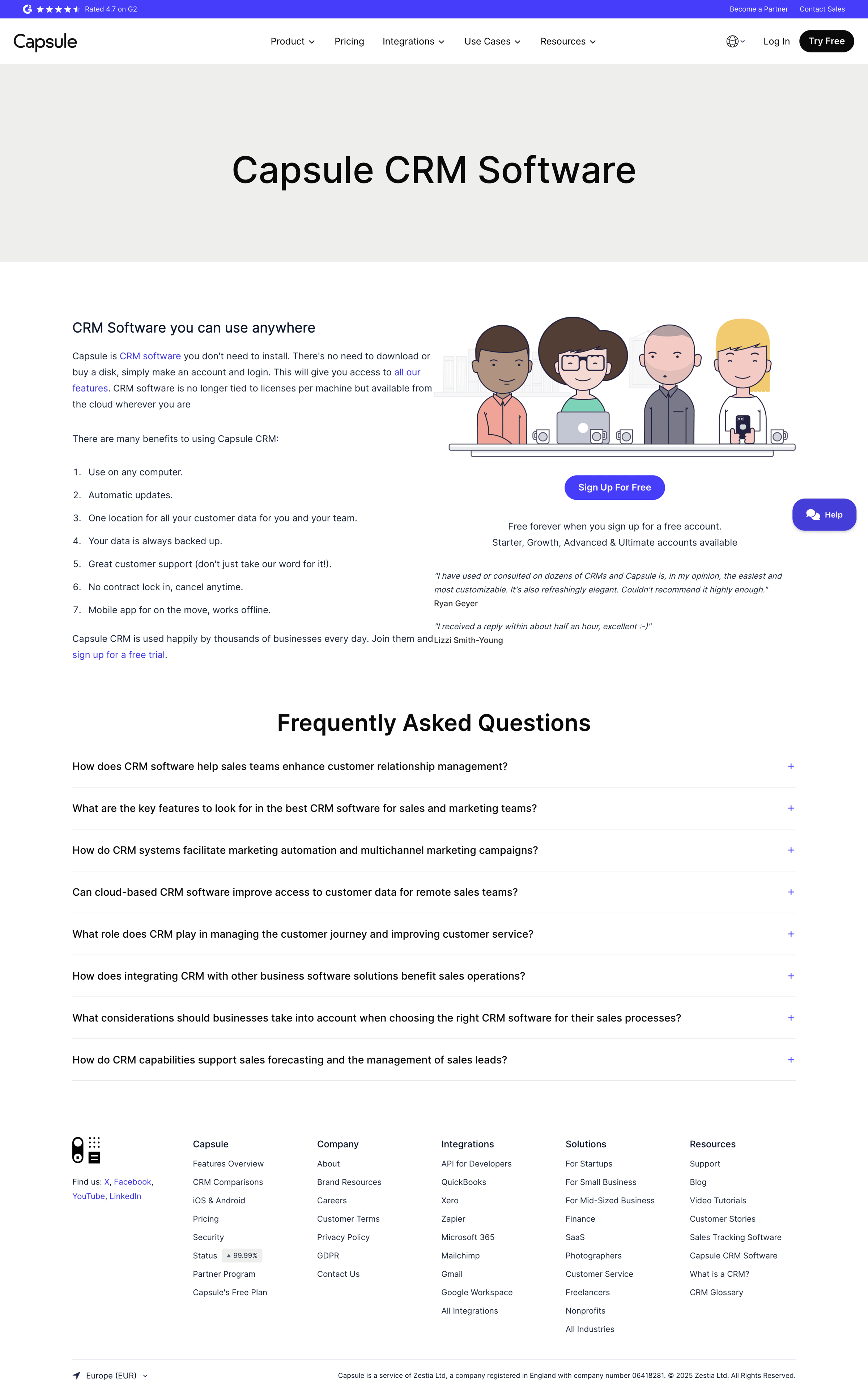 Capsule - CRM Software Capsule CRM screen