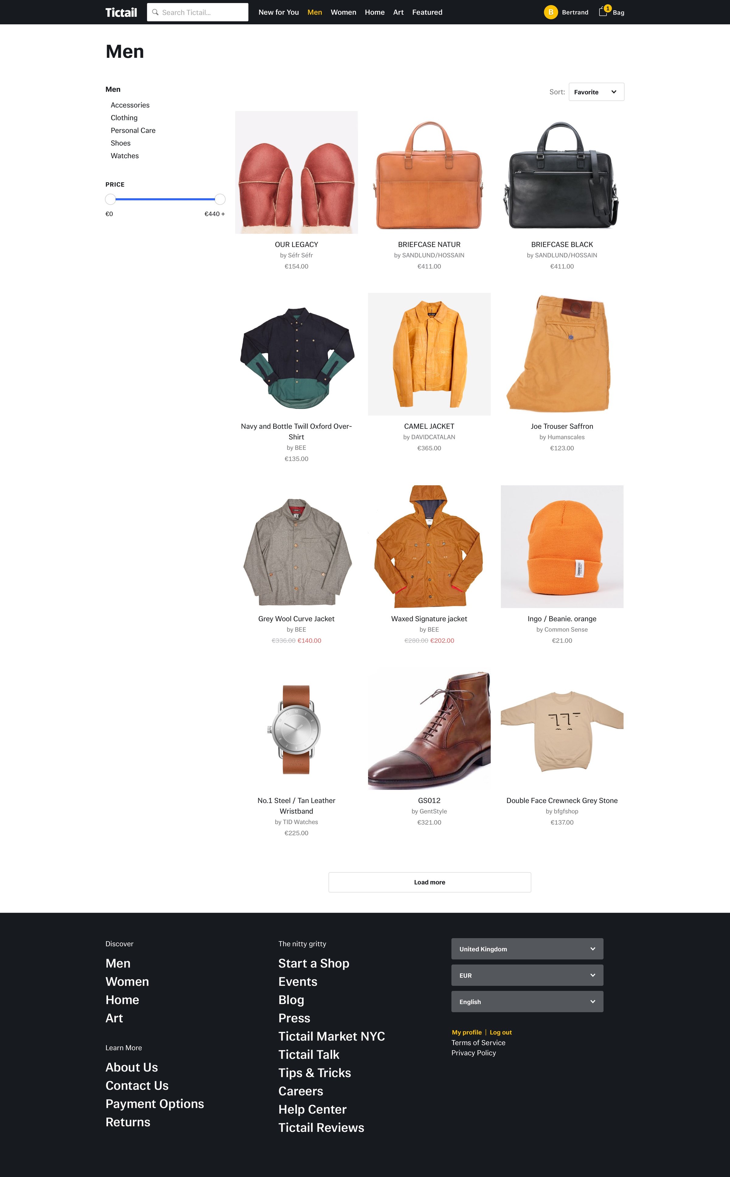 Tictail - Collection screen