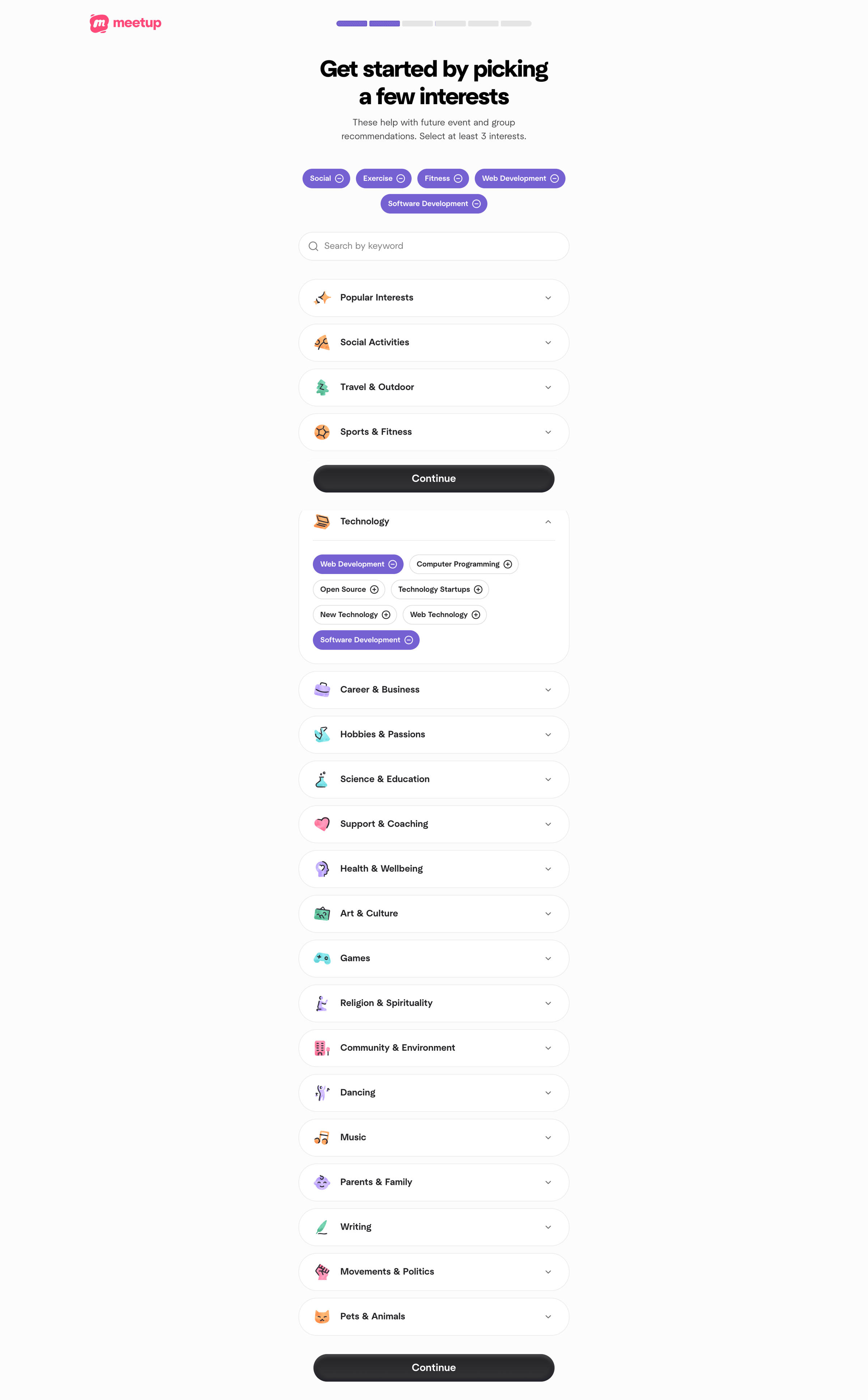 Meetup - Welcome | Meetup screen