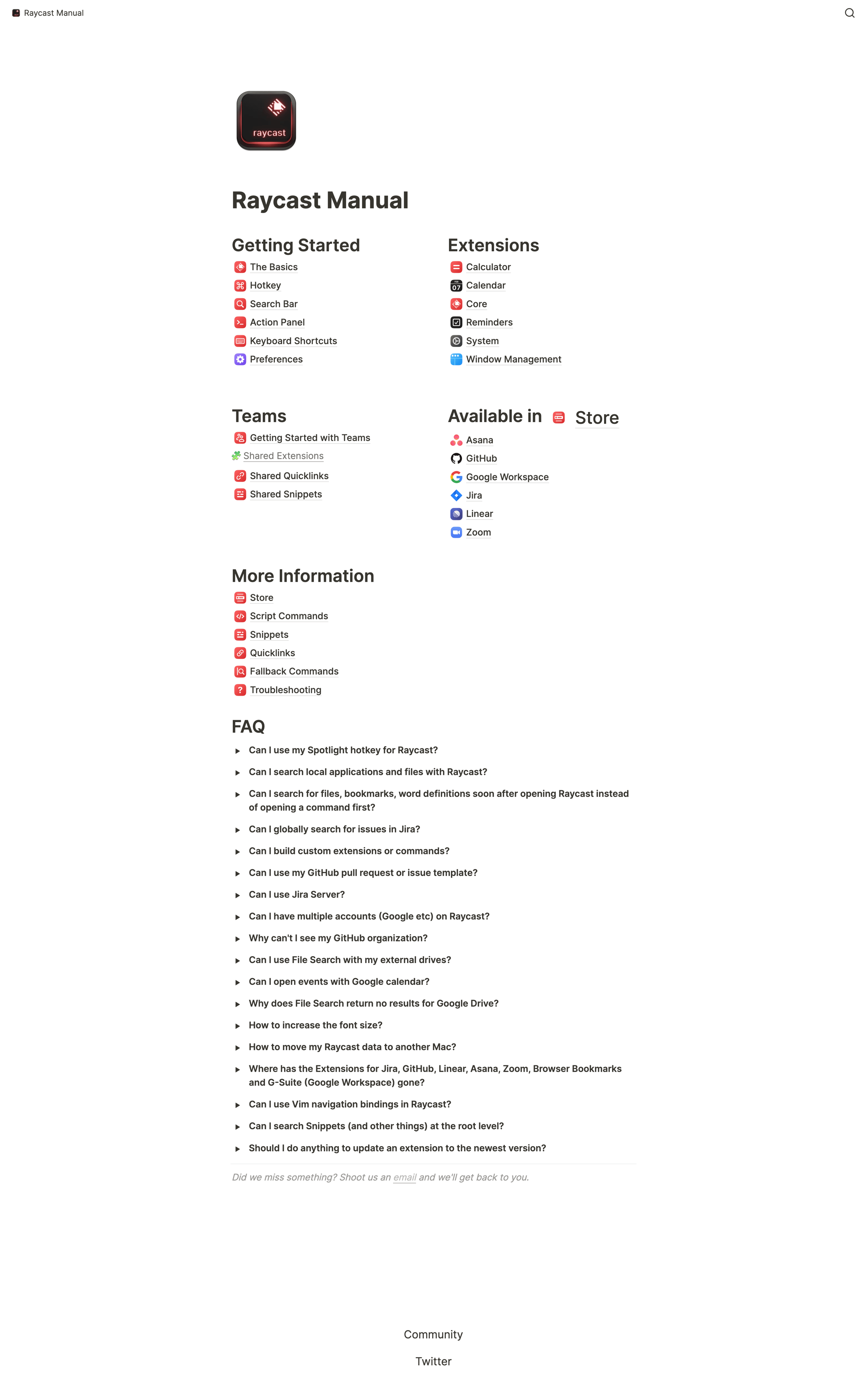 Raycast Manual from Raycast