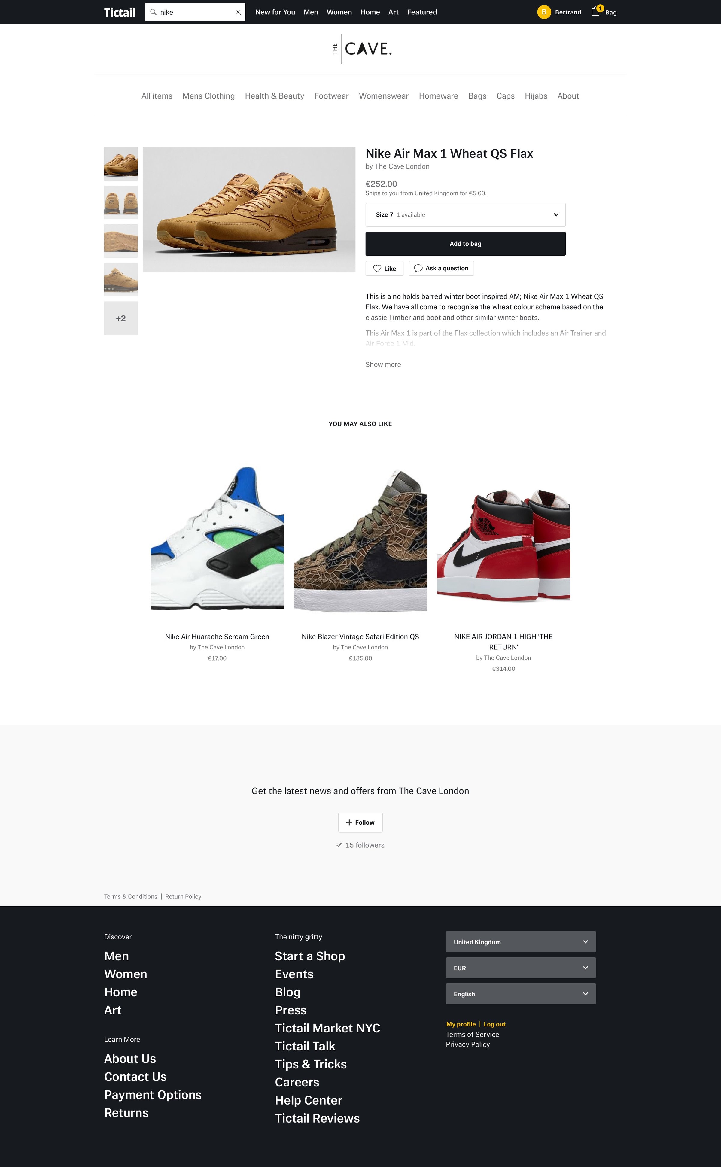 Product page from Tictail