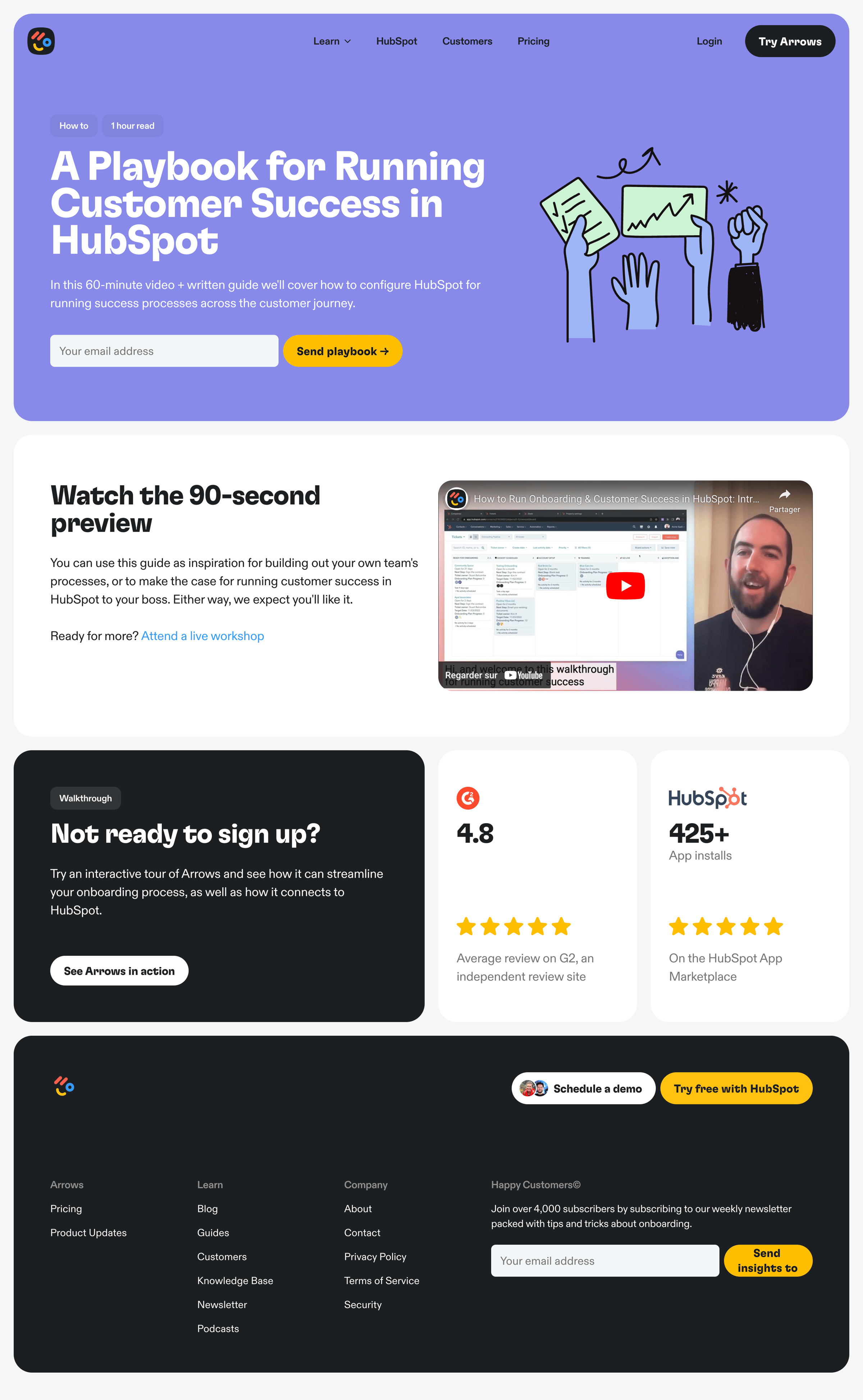 Arrows - A Playbook for Running Customer Success in HubSpot – Arrows screen