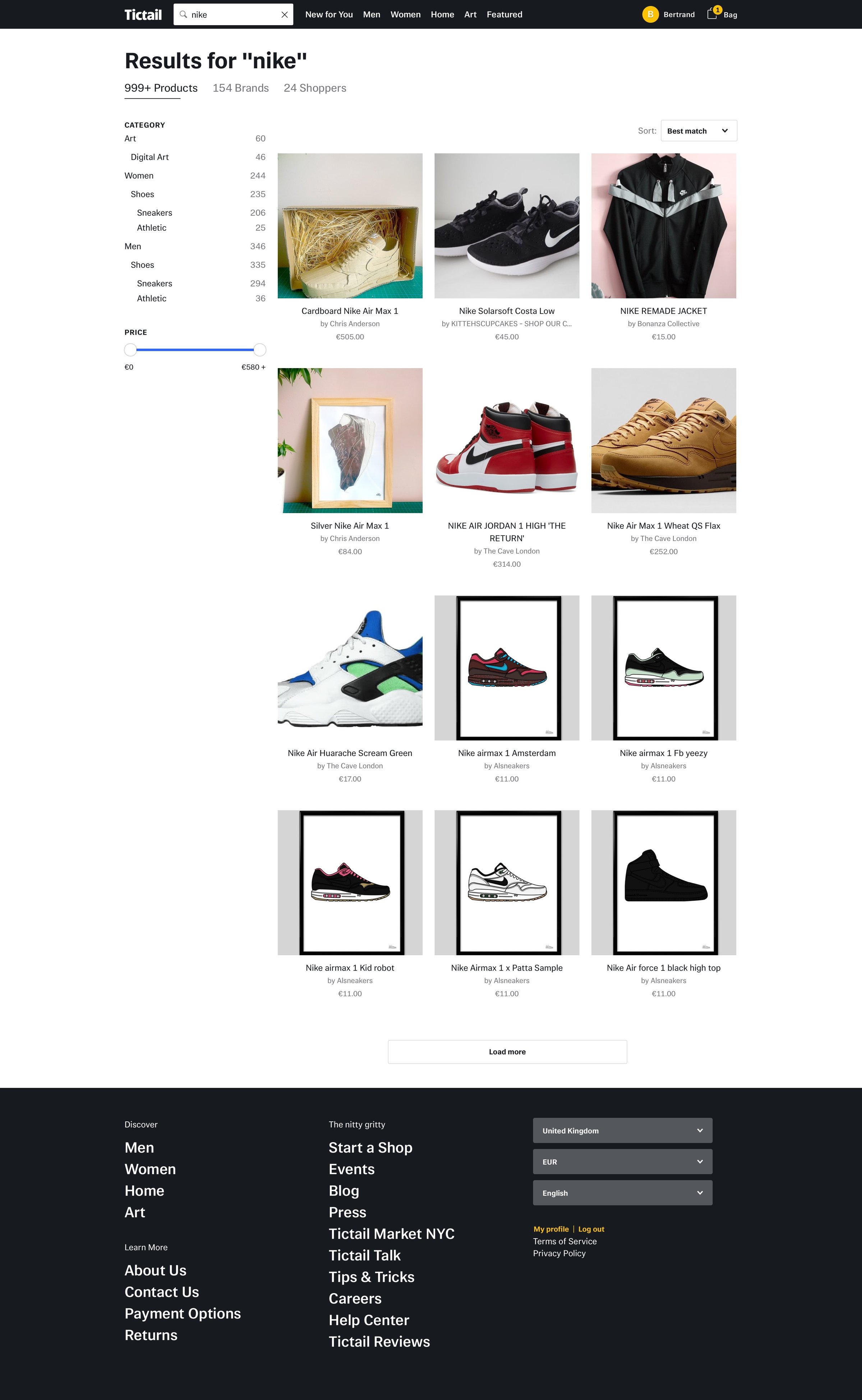 Search from Tictail