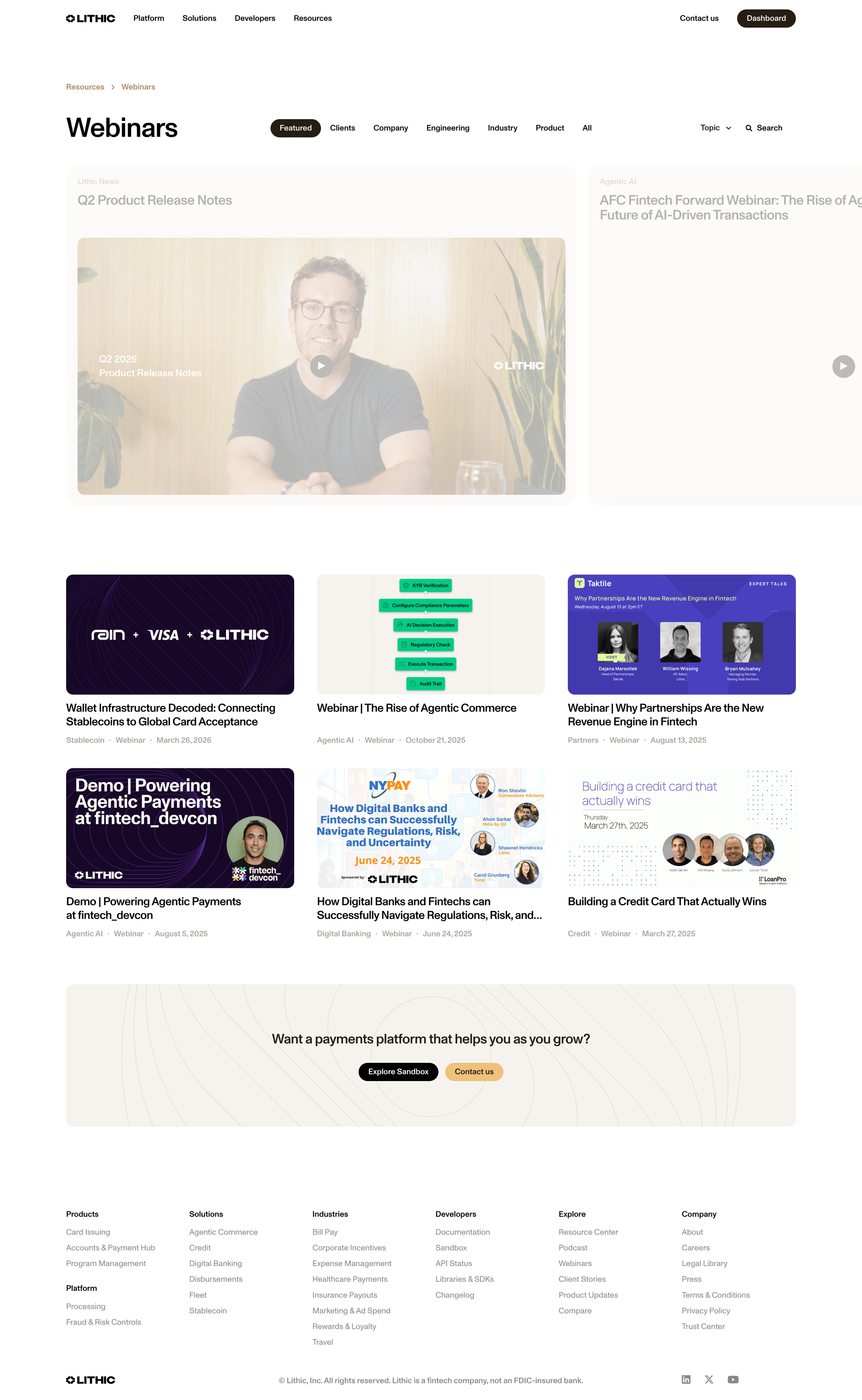 Lithic - Webinars screen
