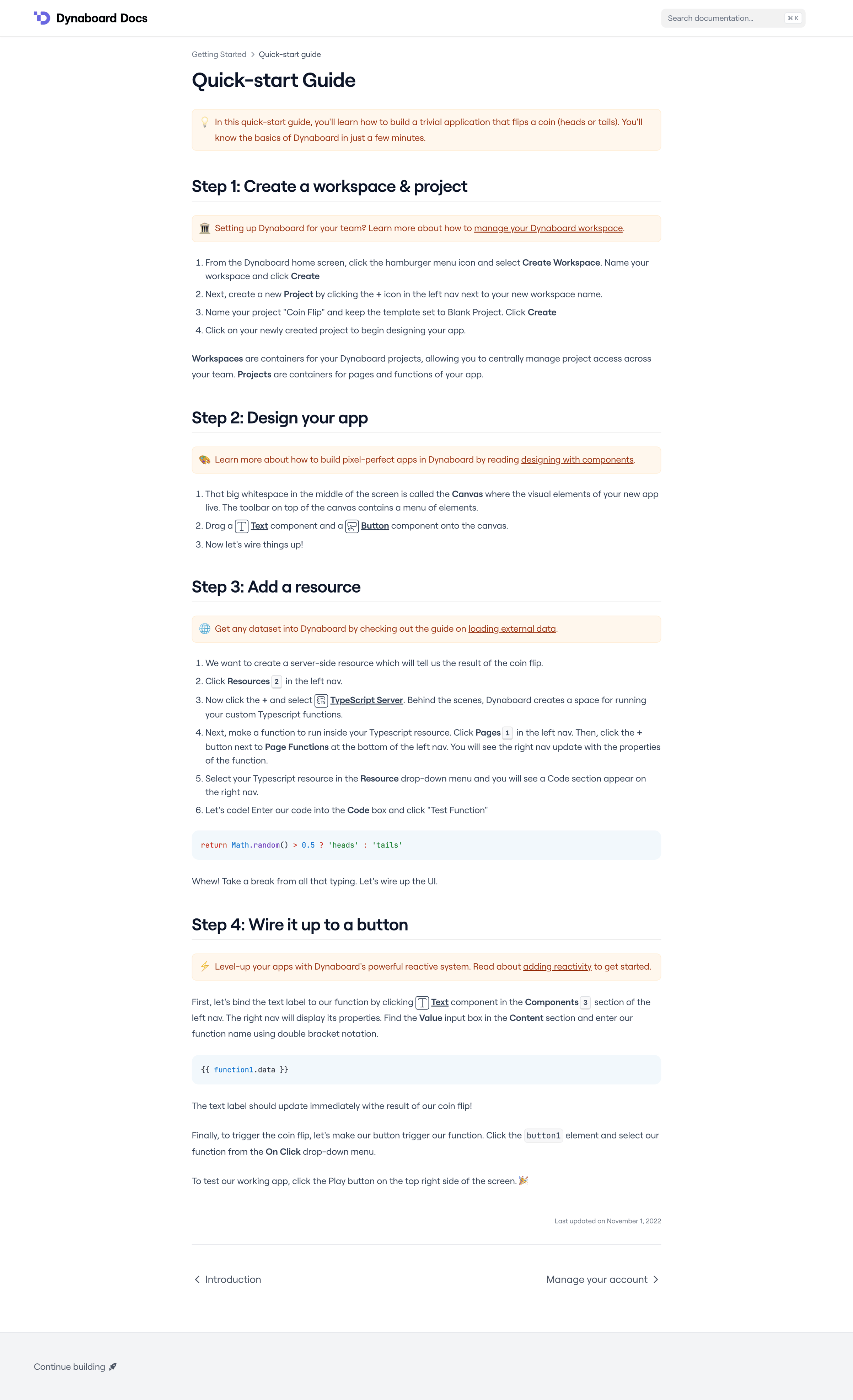 Dynaboard - Quick-start Guide – Dynaboard Docs screen