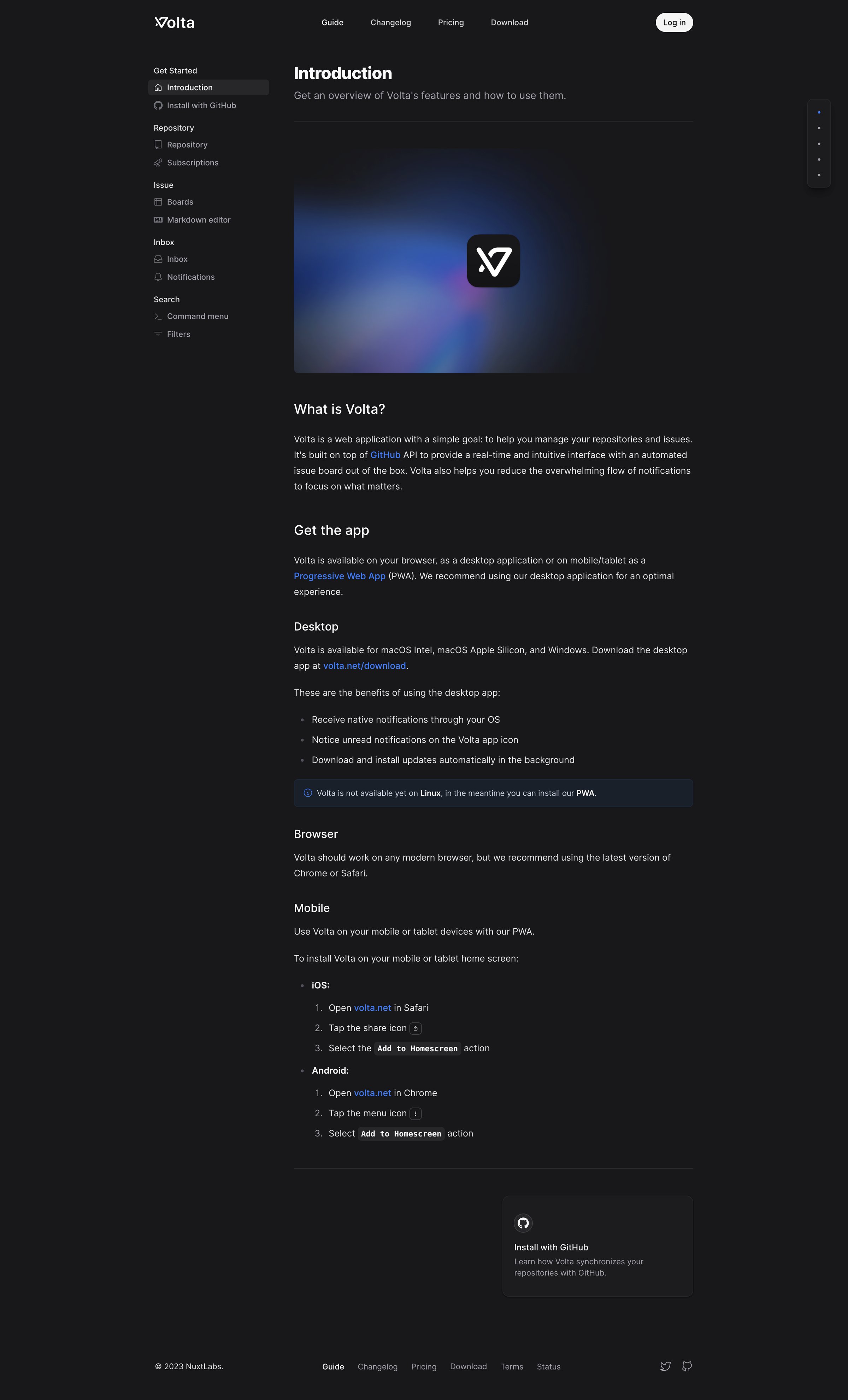 Volta - Introduction · Volta screen