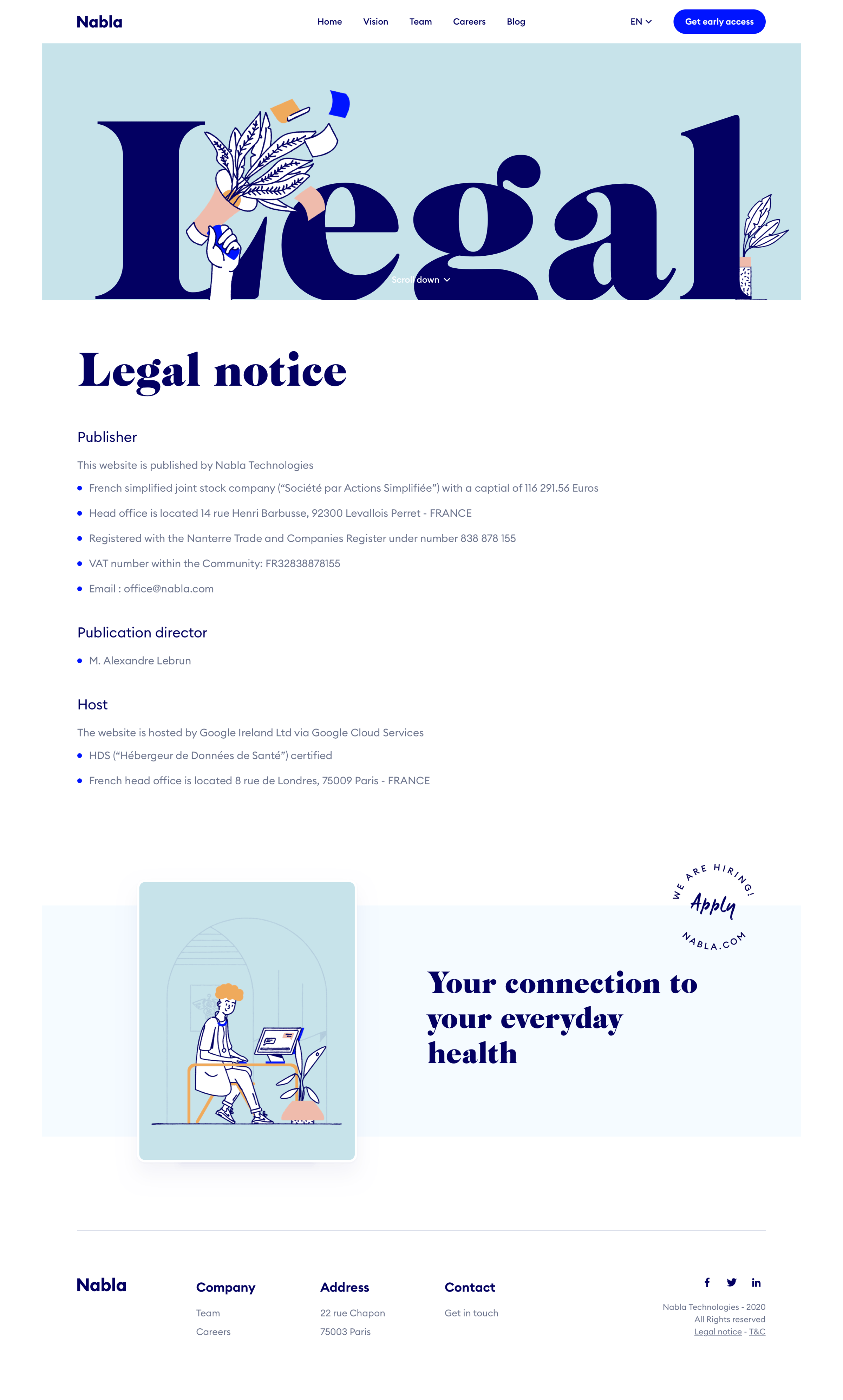 Nabla - Legals screen