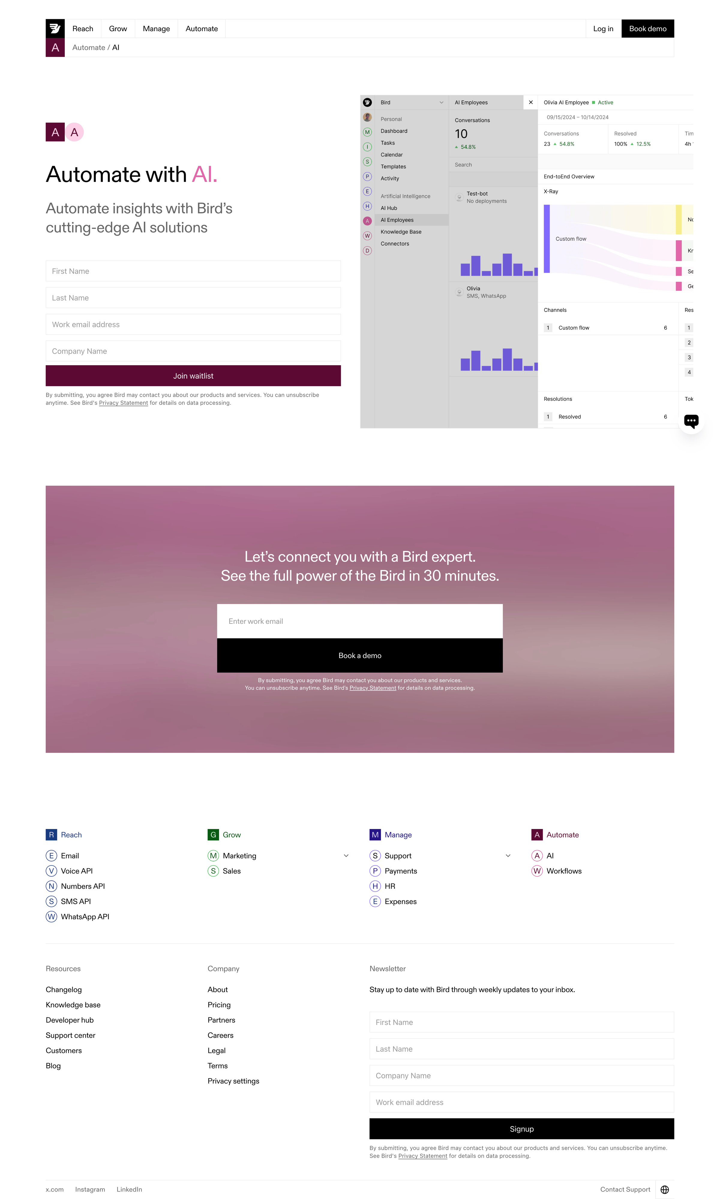 Bird - AI-Powered Customer Experience & Business Solutions Bird screen