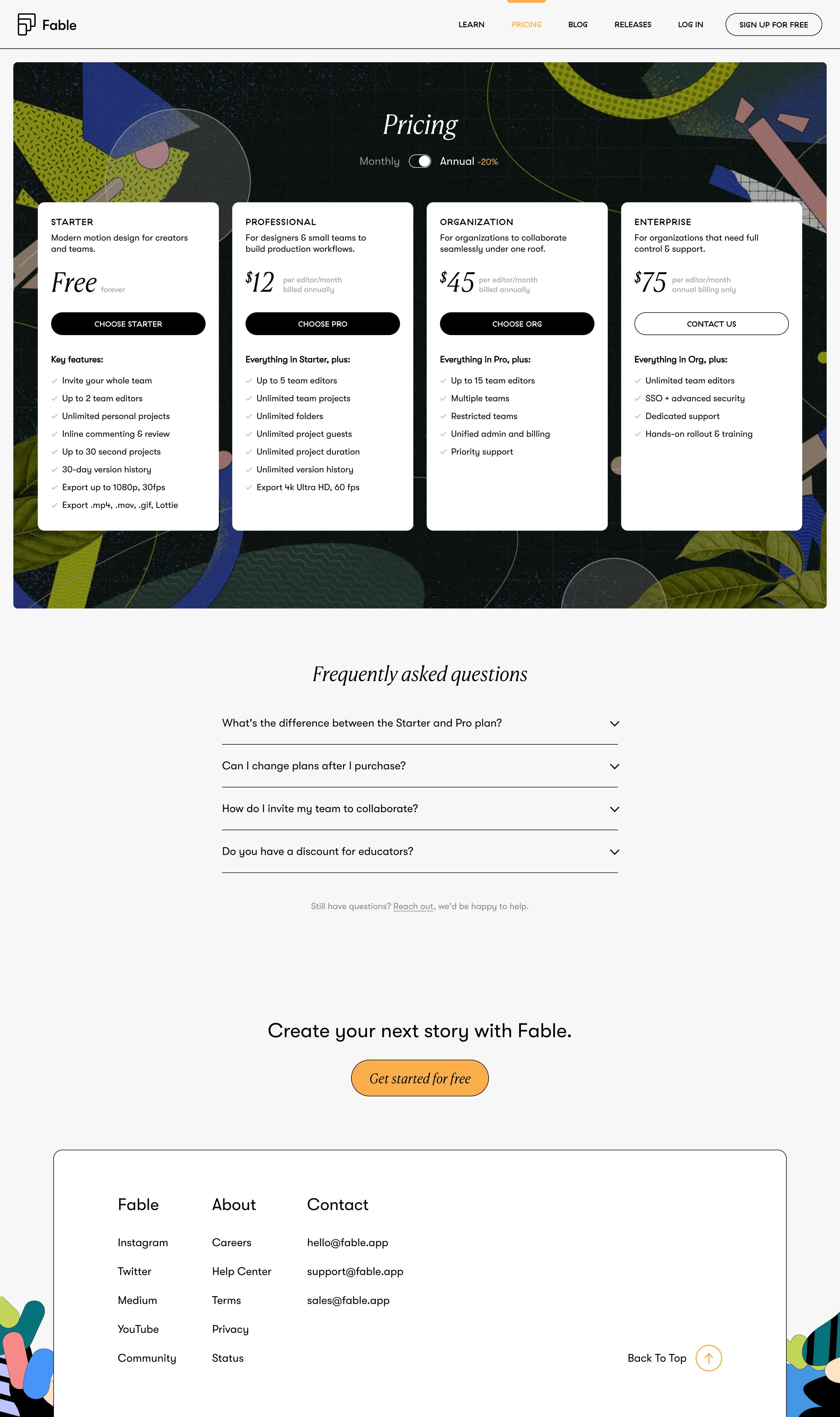 Plans, Pricing and Membership | Fable from Fable