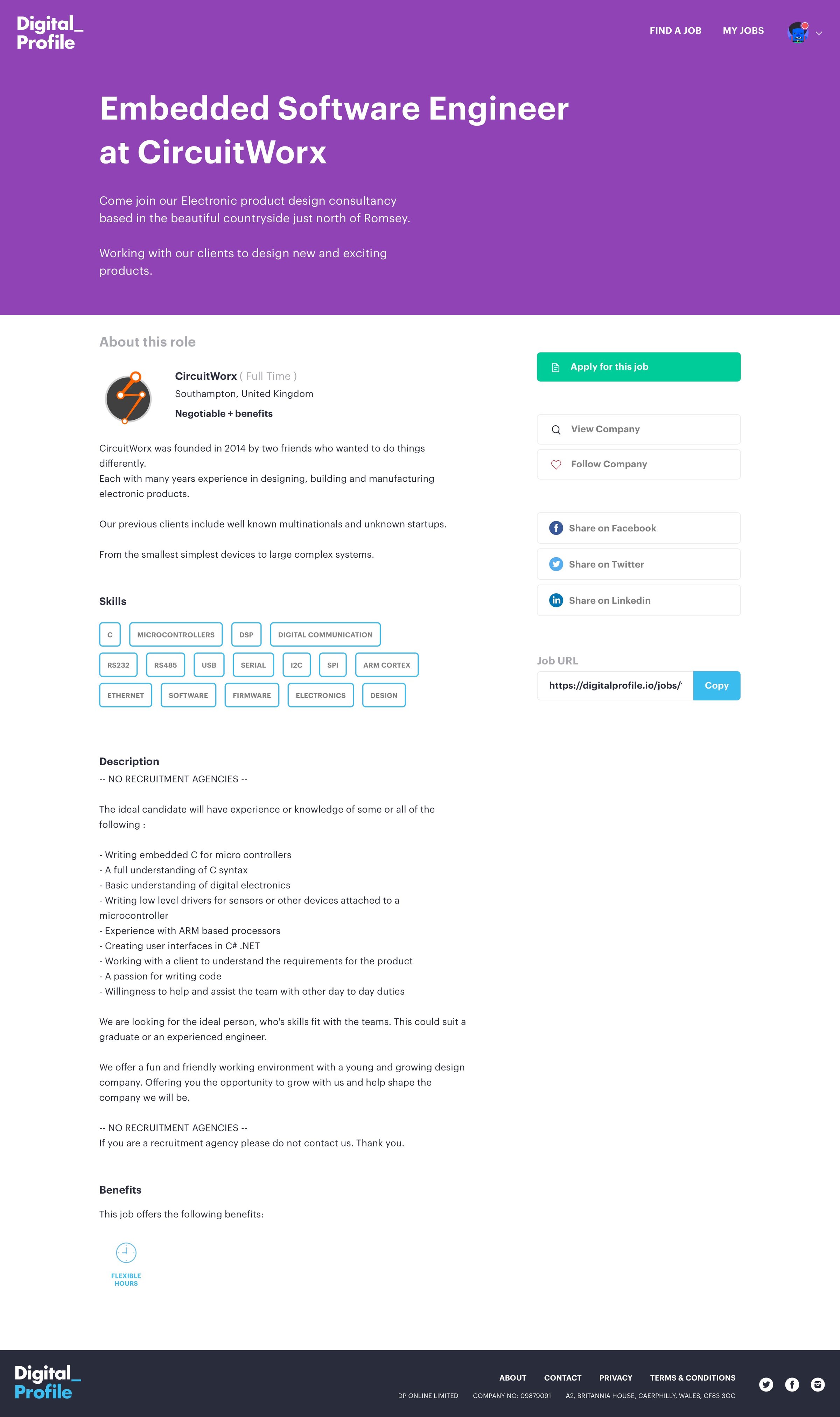 Digital profile - Single screen