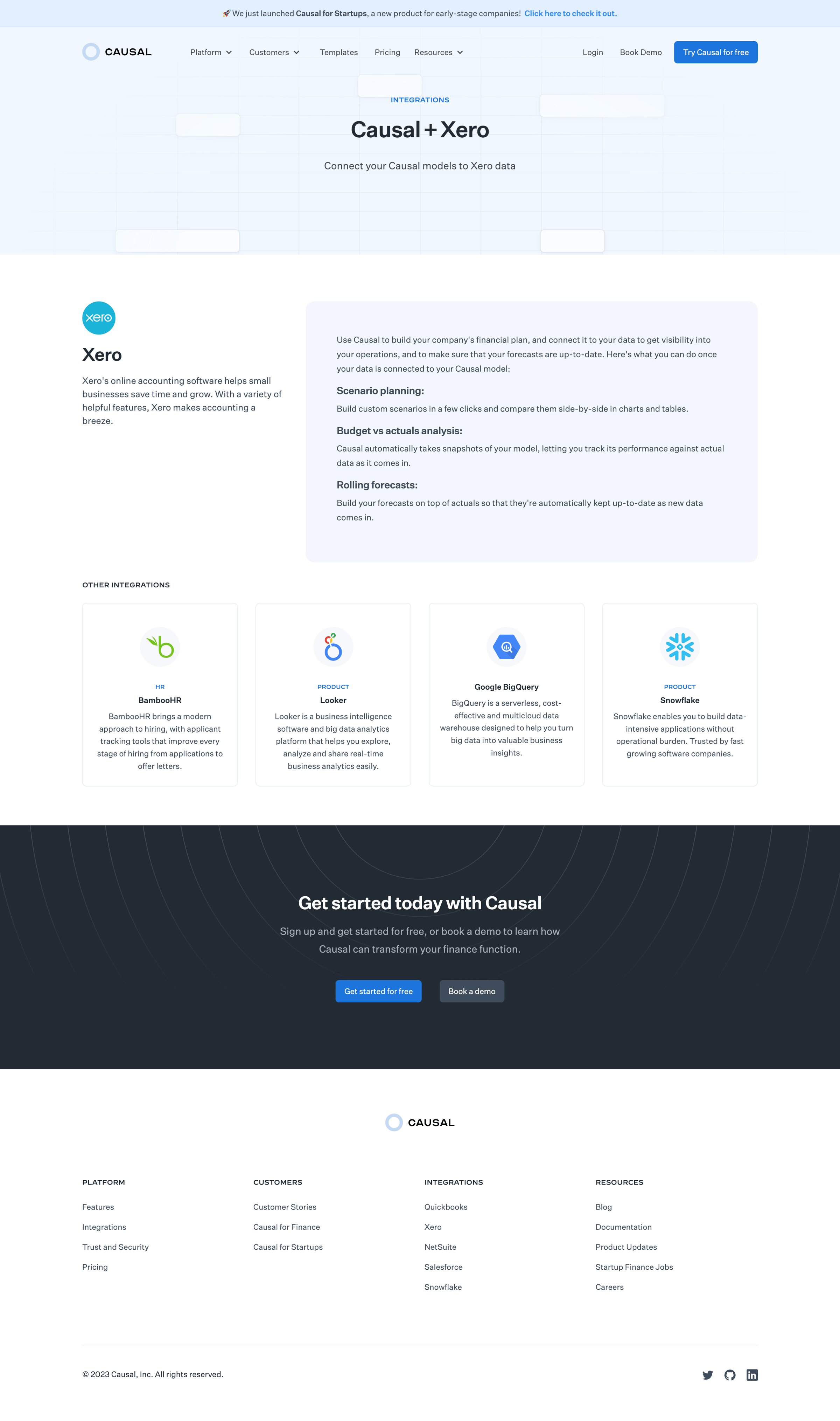 Causal - Xero Integration - Causal screen
