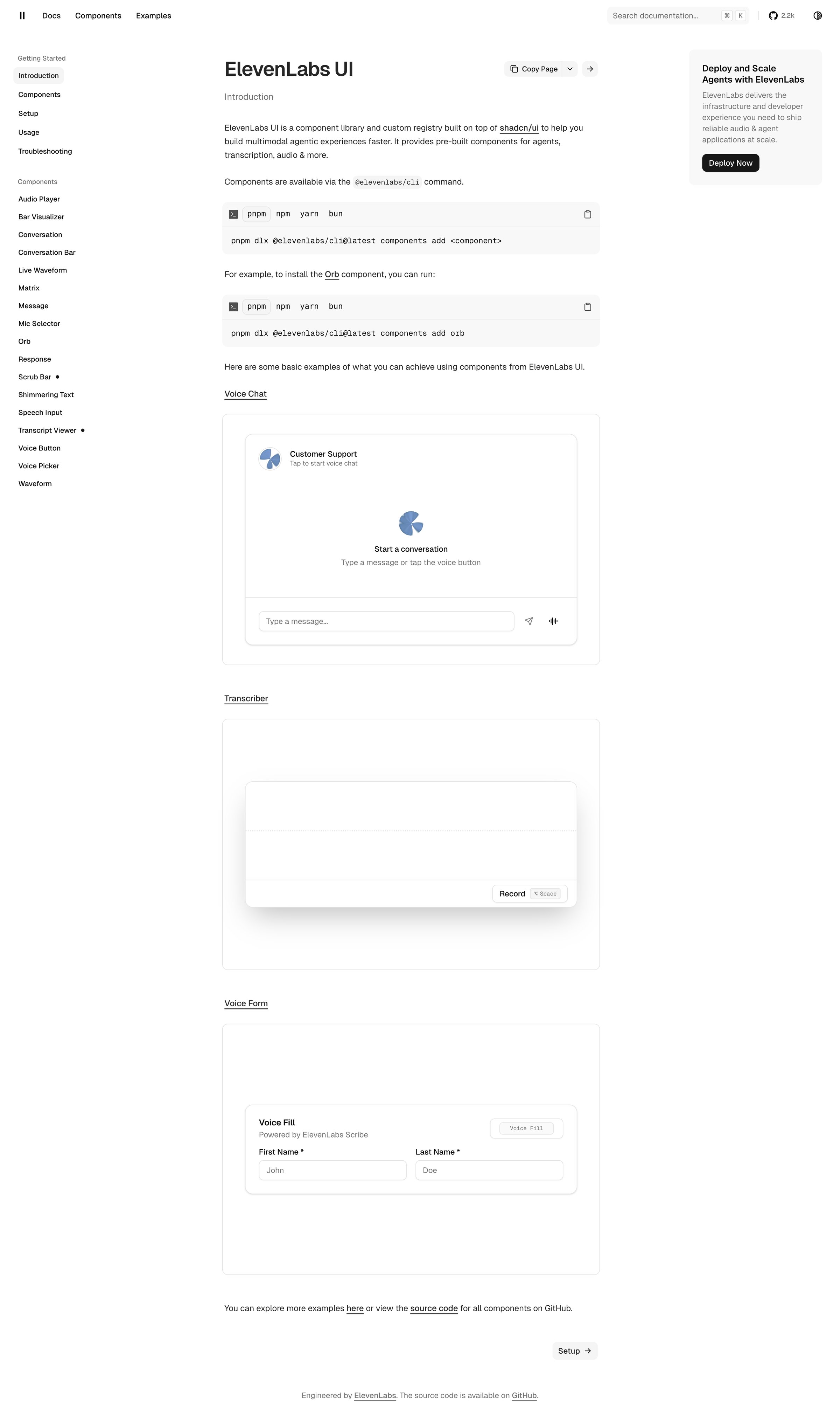 Elevenlabs - ElevenLabs UI ElevenLabs UI screen
