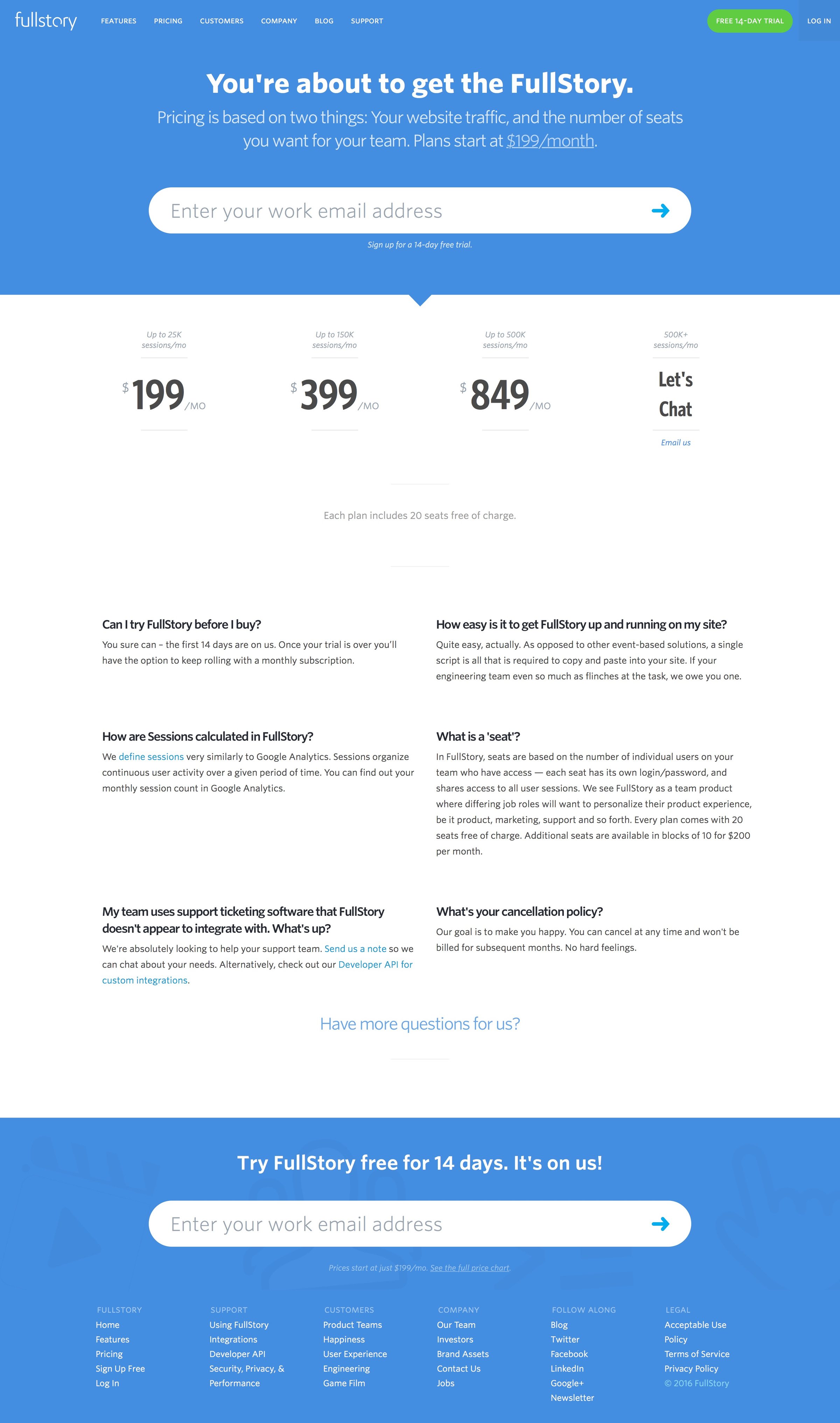 Sign up from Fullstory