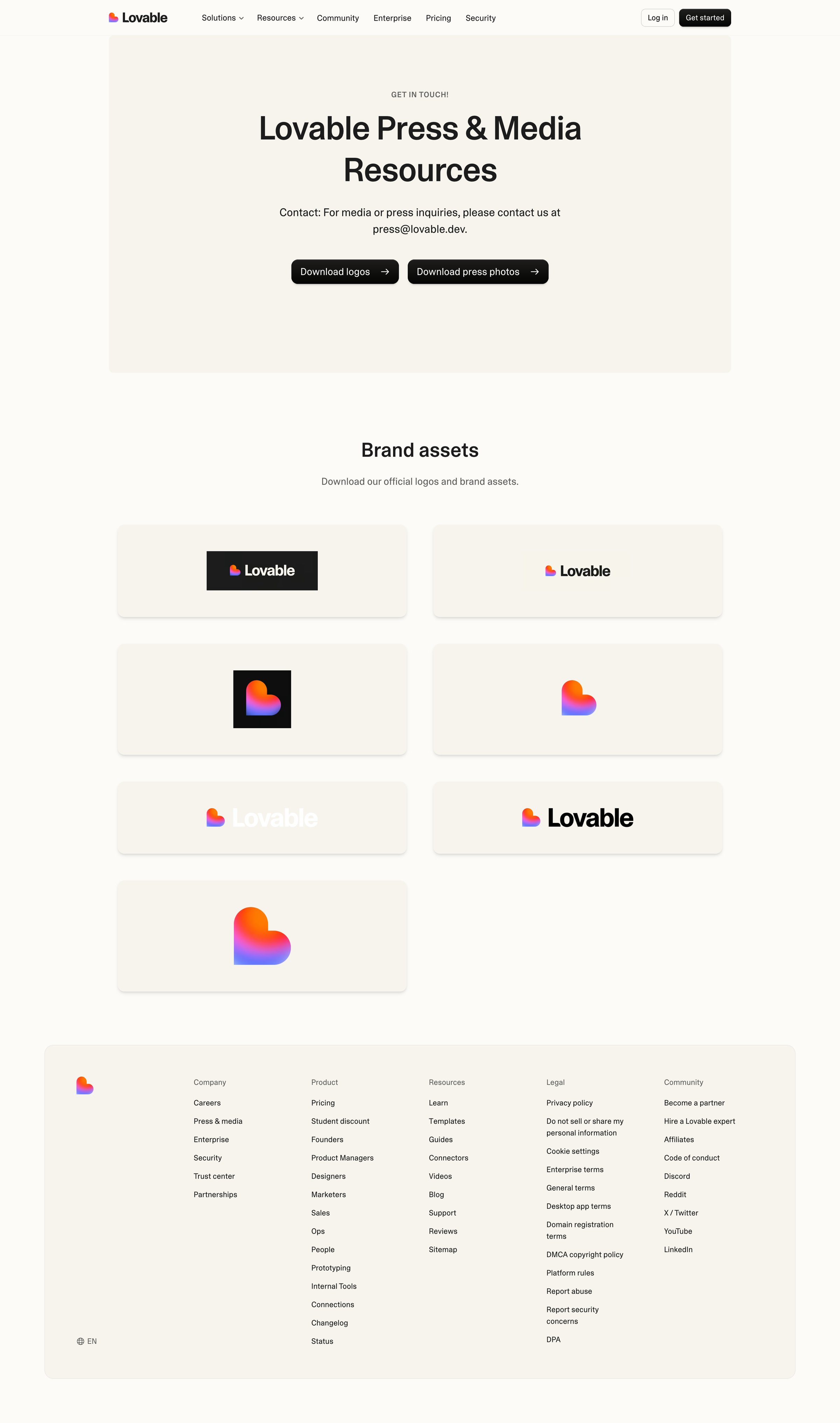 Lovable - Lovable Press Enquiries screen