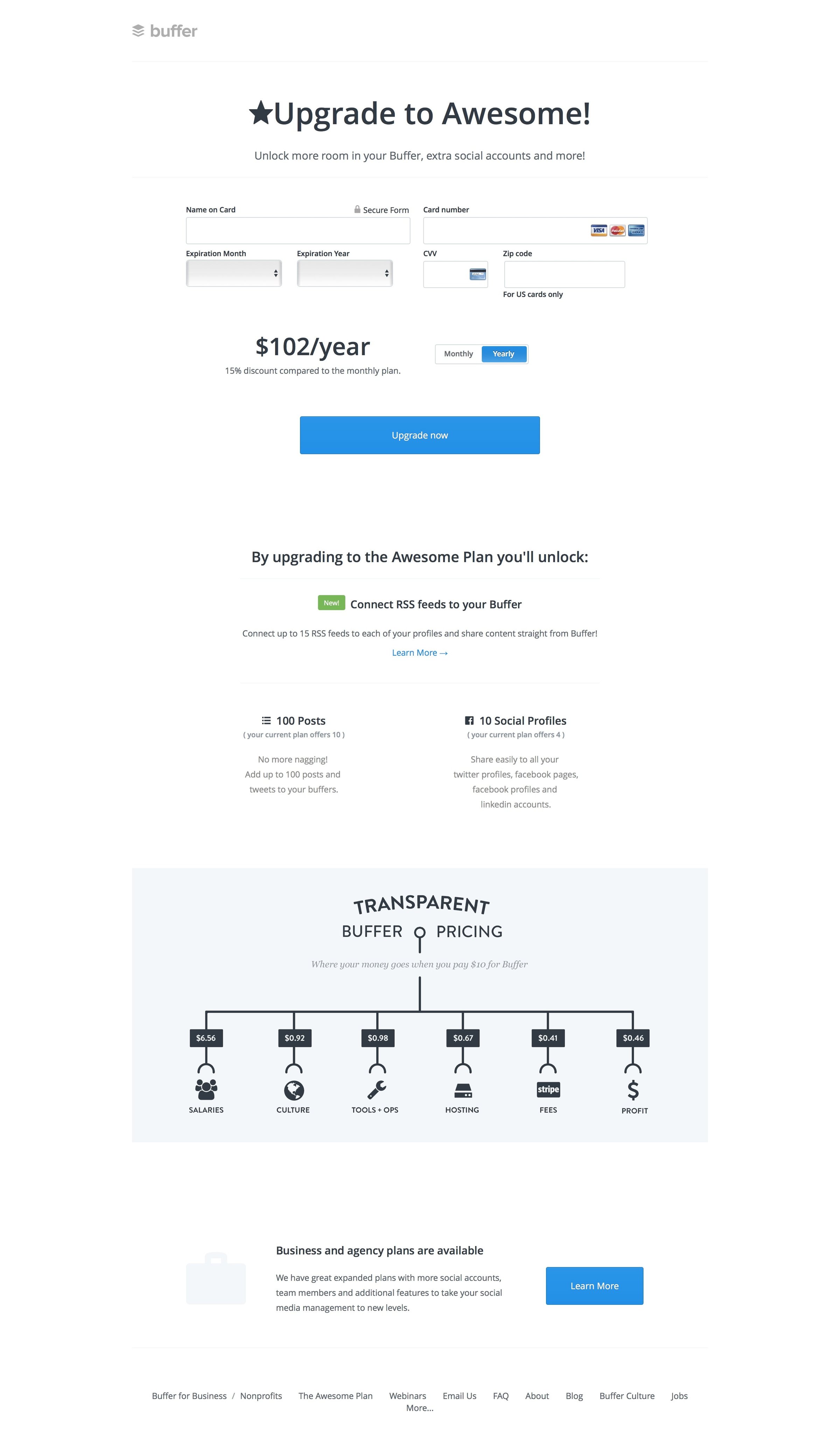 Buffer - Plans screen