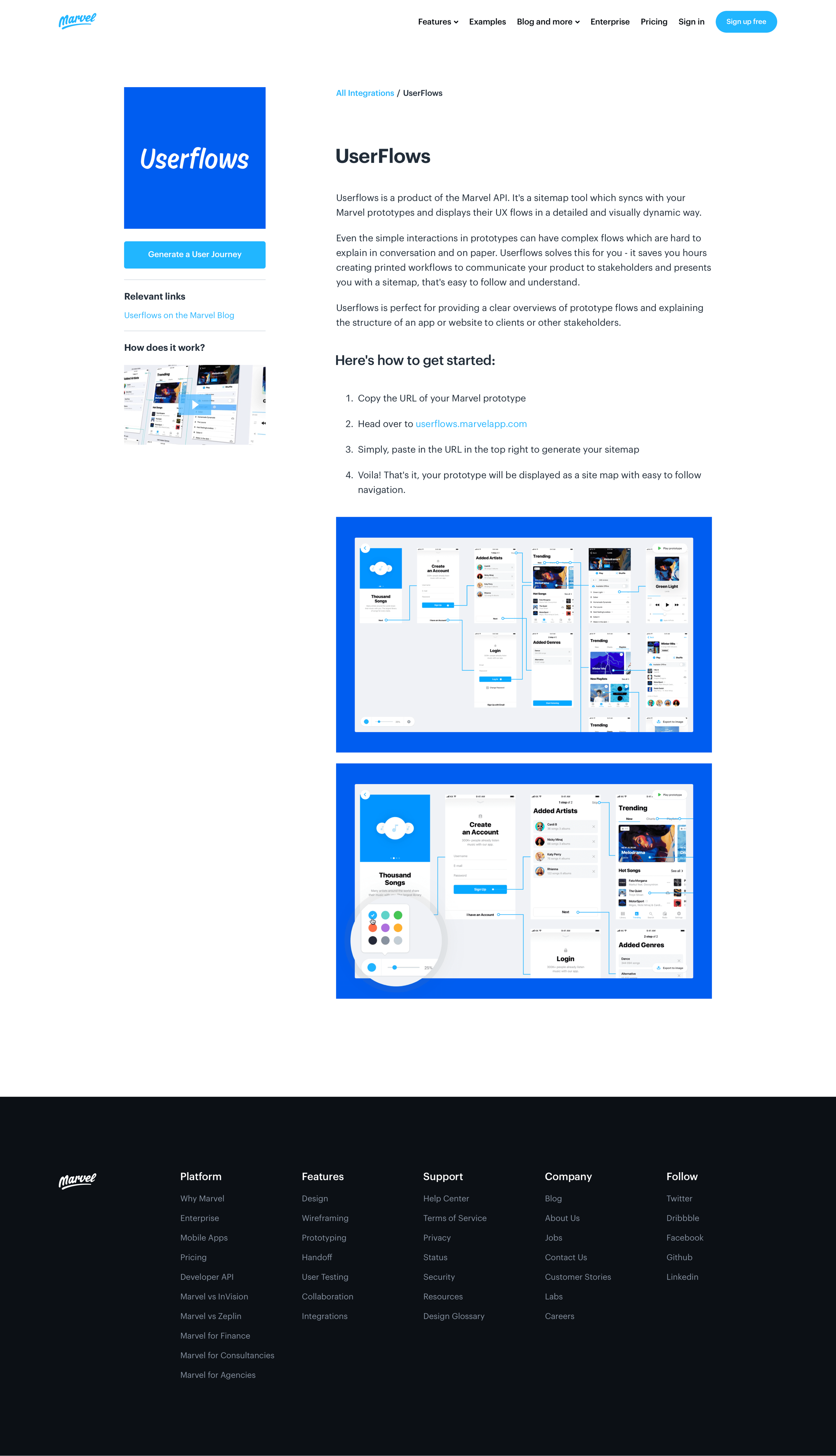 Marvel - Marvel & UserFlows | Generate Sitemaps for Prototypes screen