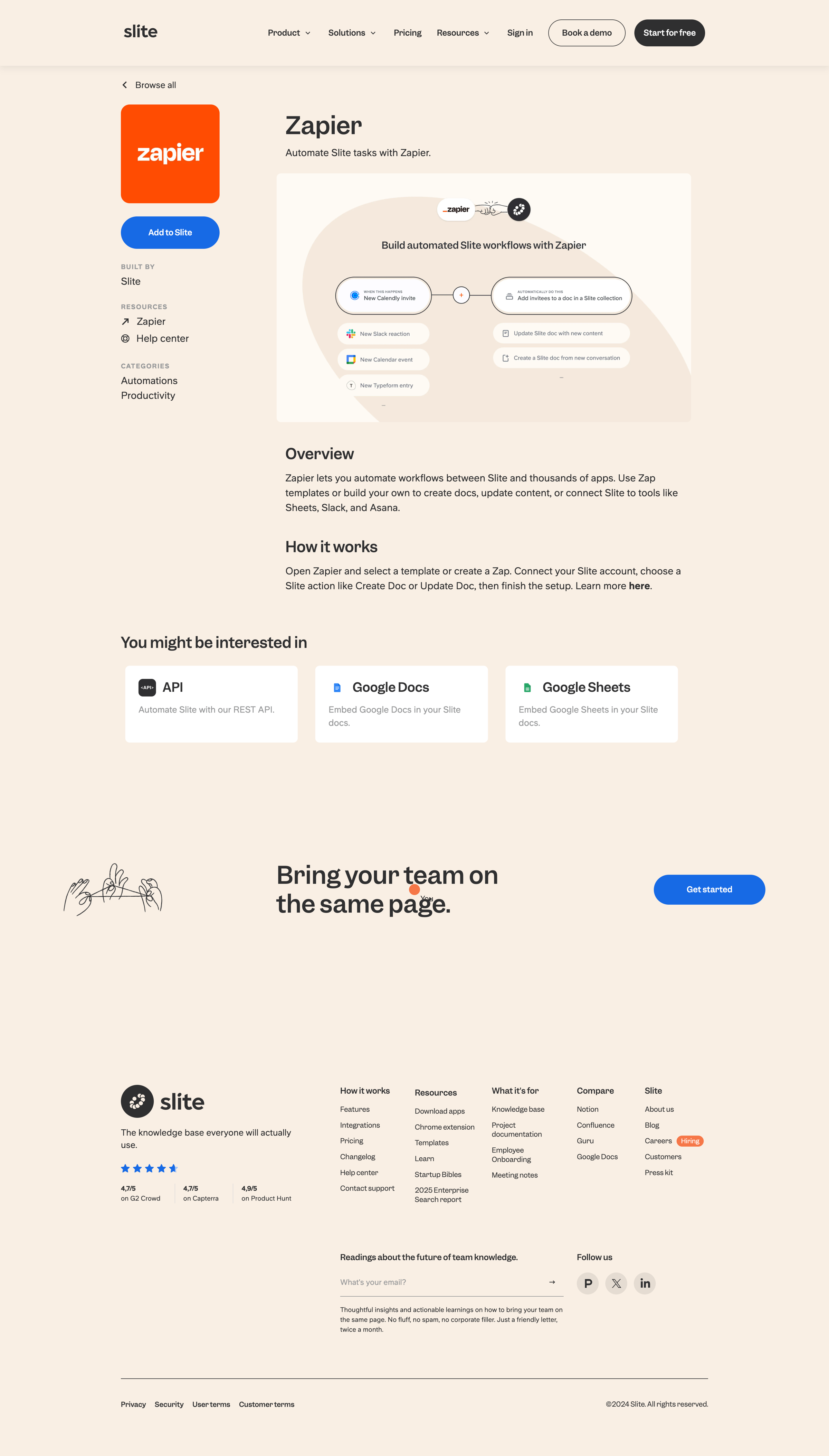 Slite - Zapier Integrations Connect Your Apps with Slite screen