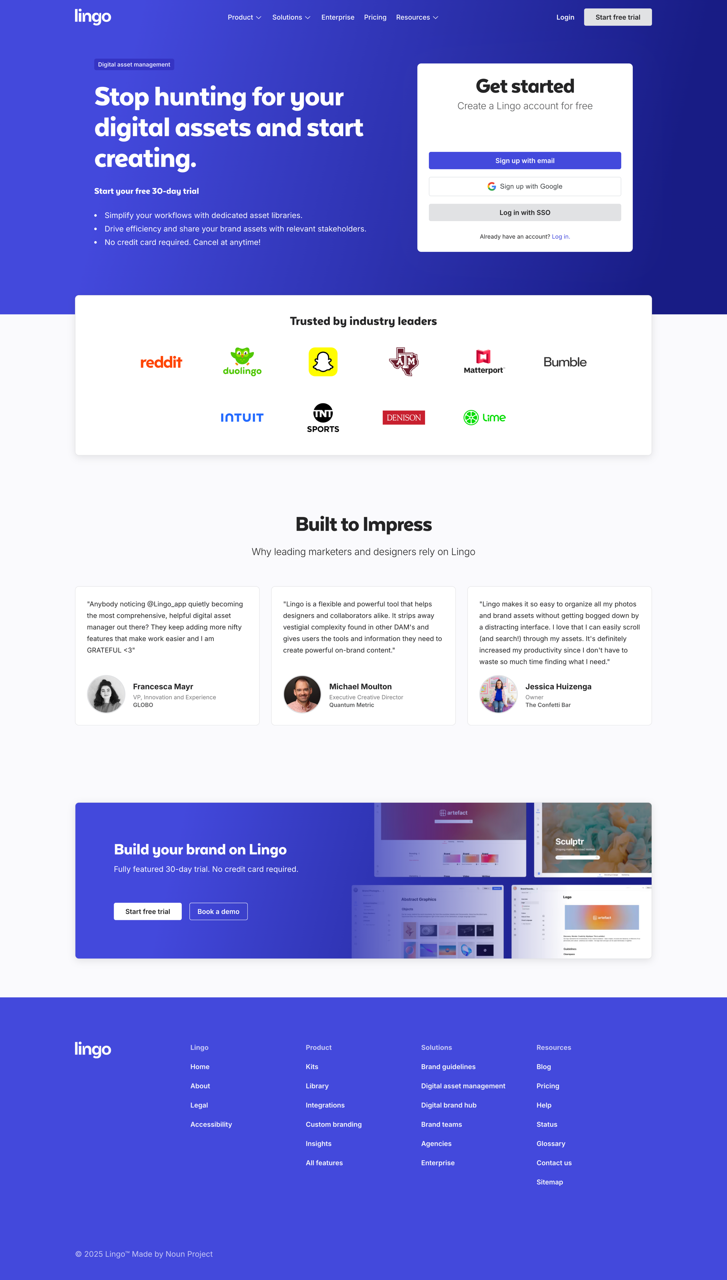Lingo - Get started screen