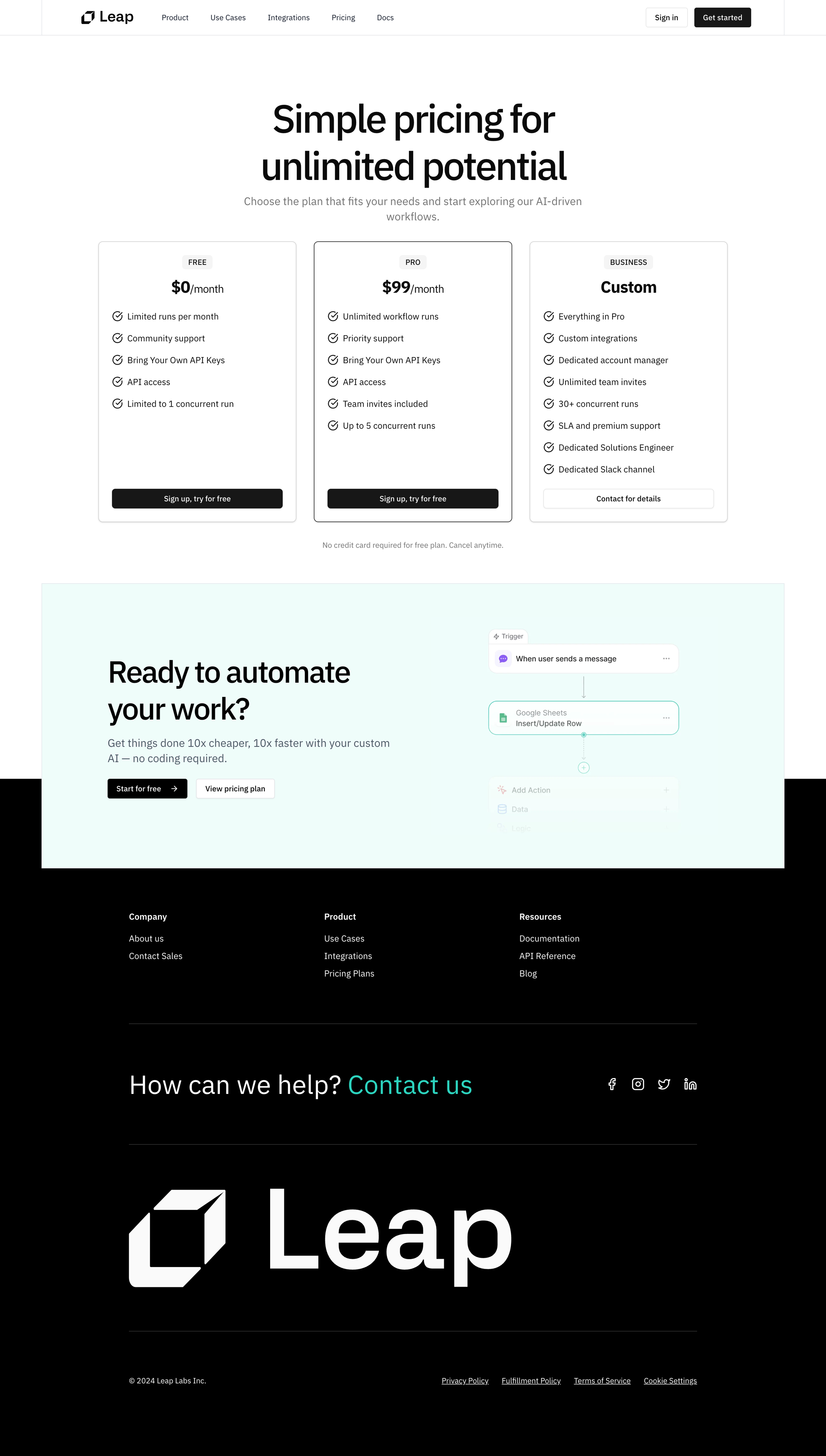 Leap - Leap AI | Automate any workflow with AI screen