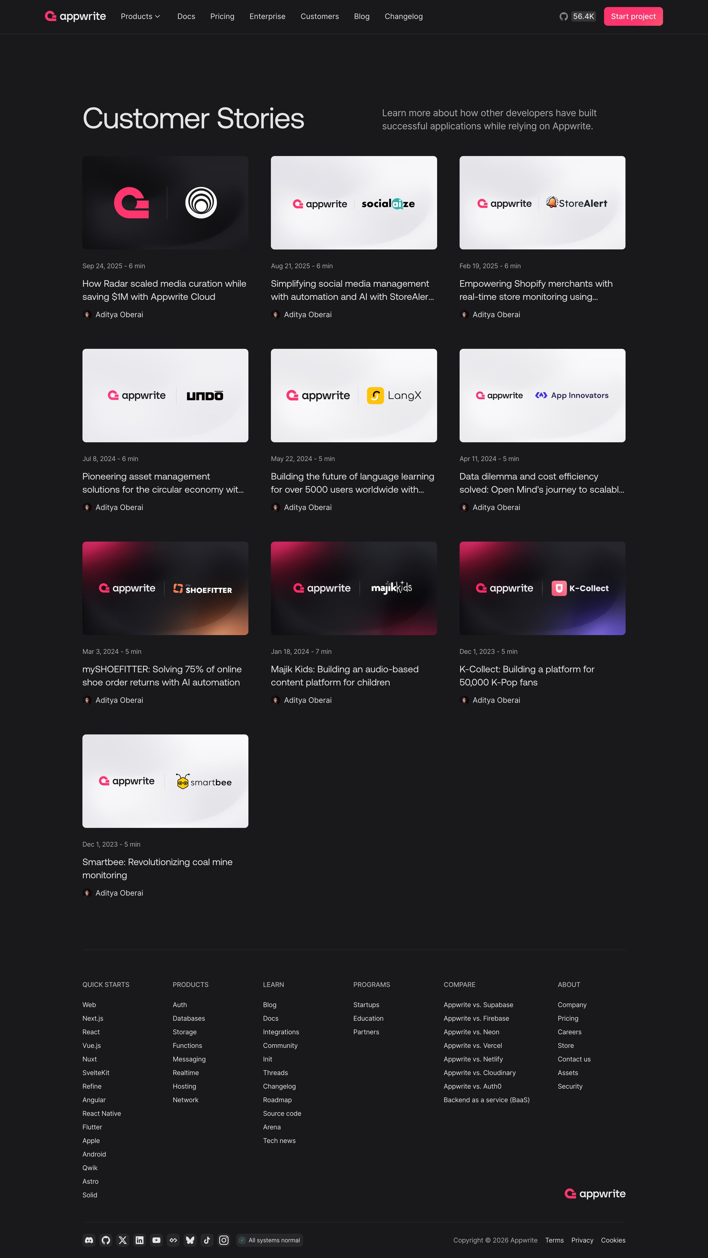 Appwrite - Customer Stories - Appwrite screen