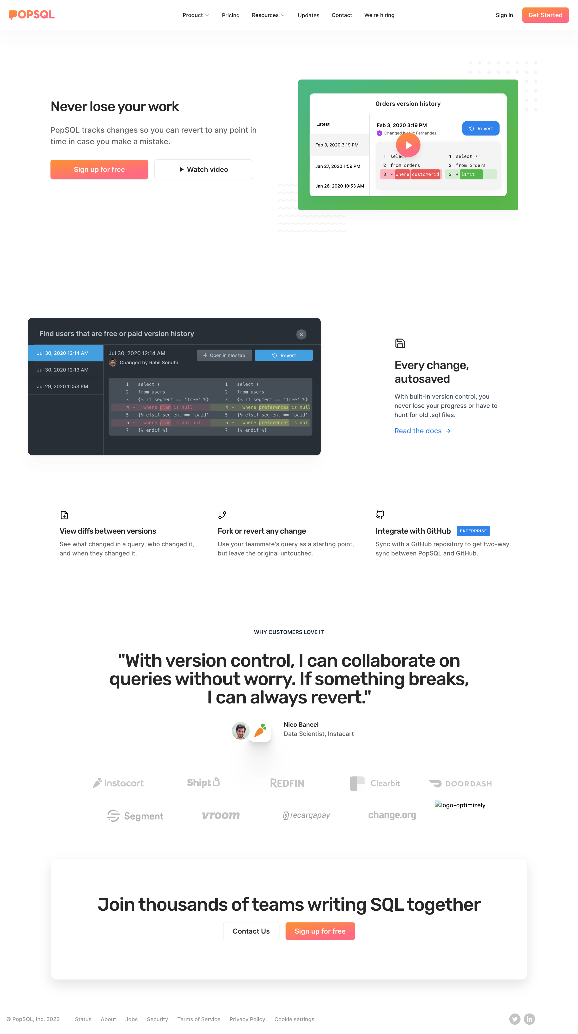 PopSQL - Version History | PopSQL screen