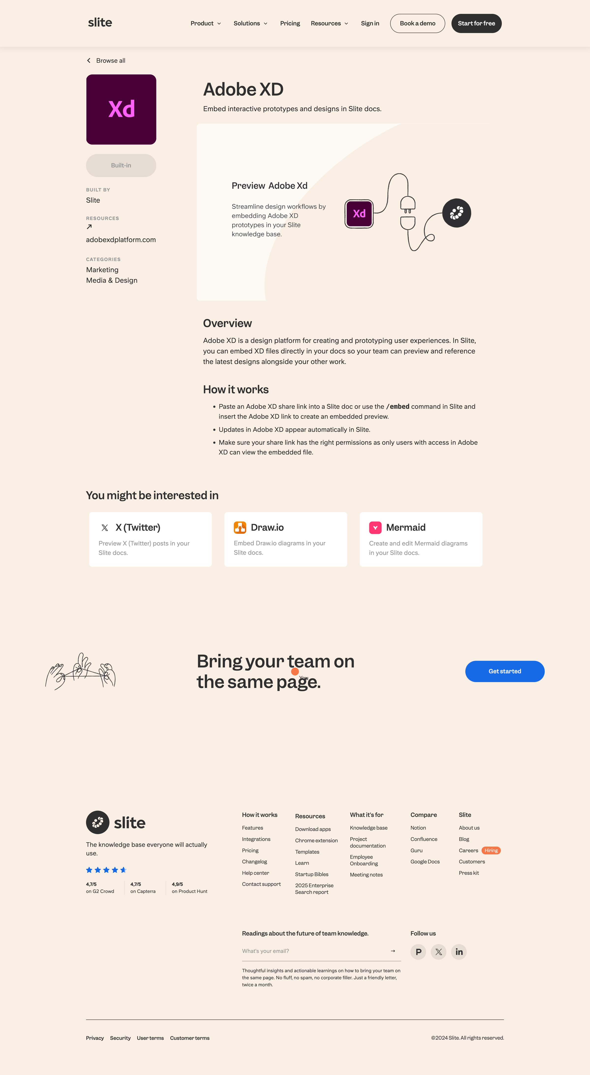 Slite - Adobe XD Integration Connect Your Apps with Slite screen
