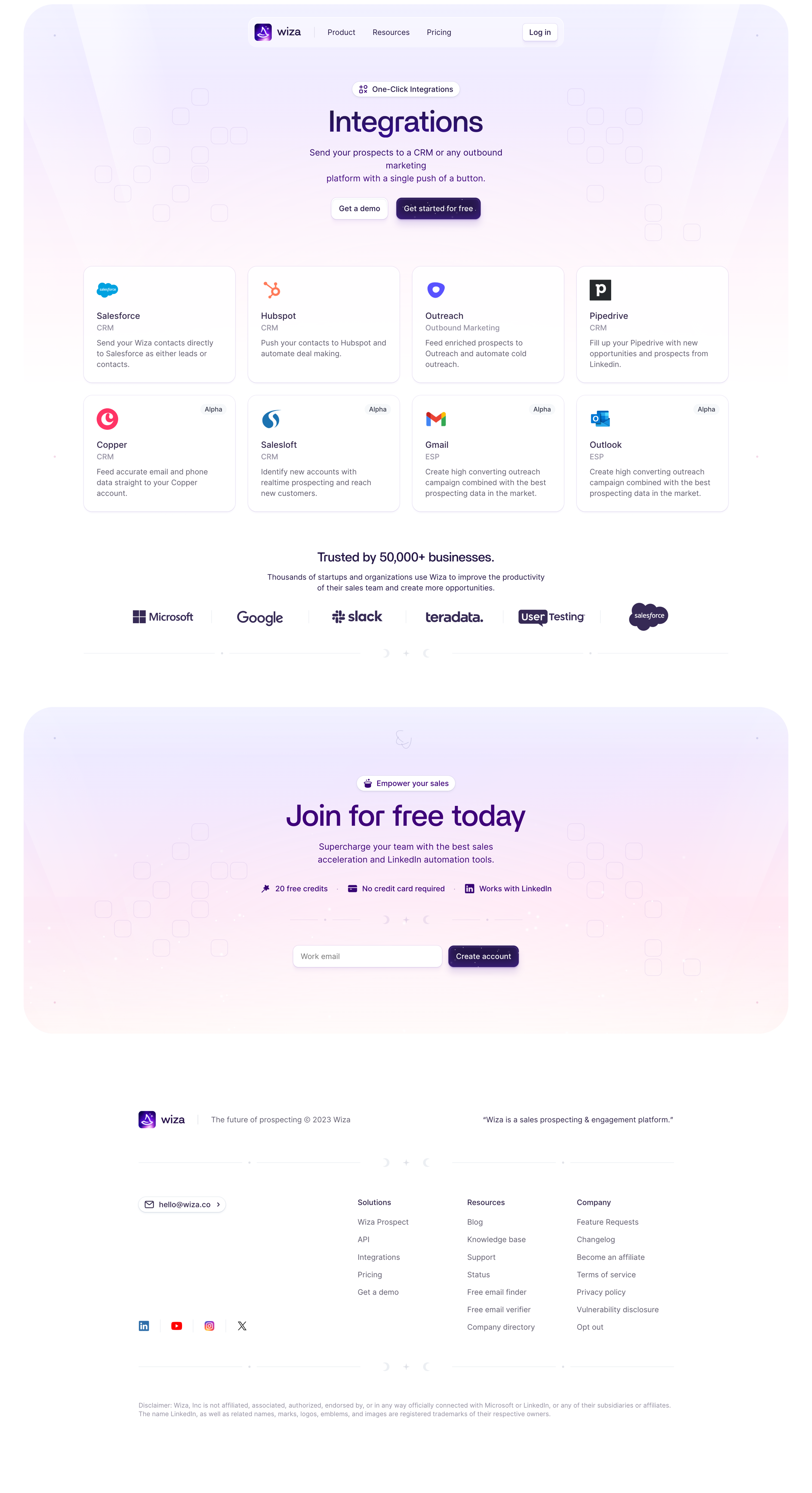 Wiza - Integrations - Wiza screen