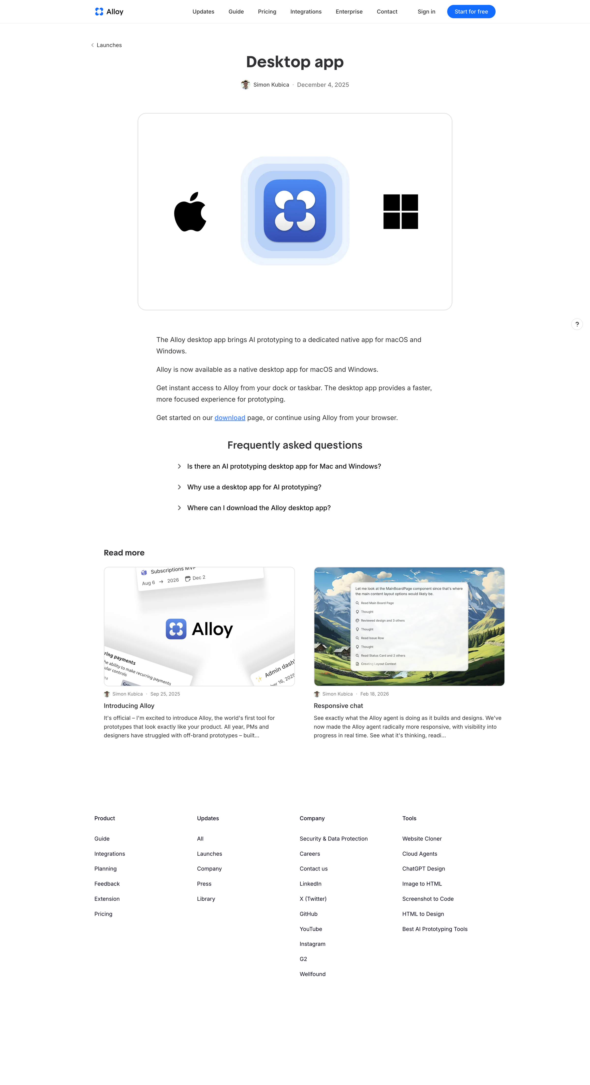 Alloy - Desktop App — AI Prototyping for macOS and Windows | Alloy screen
