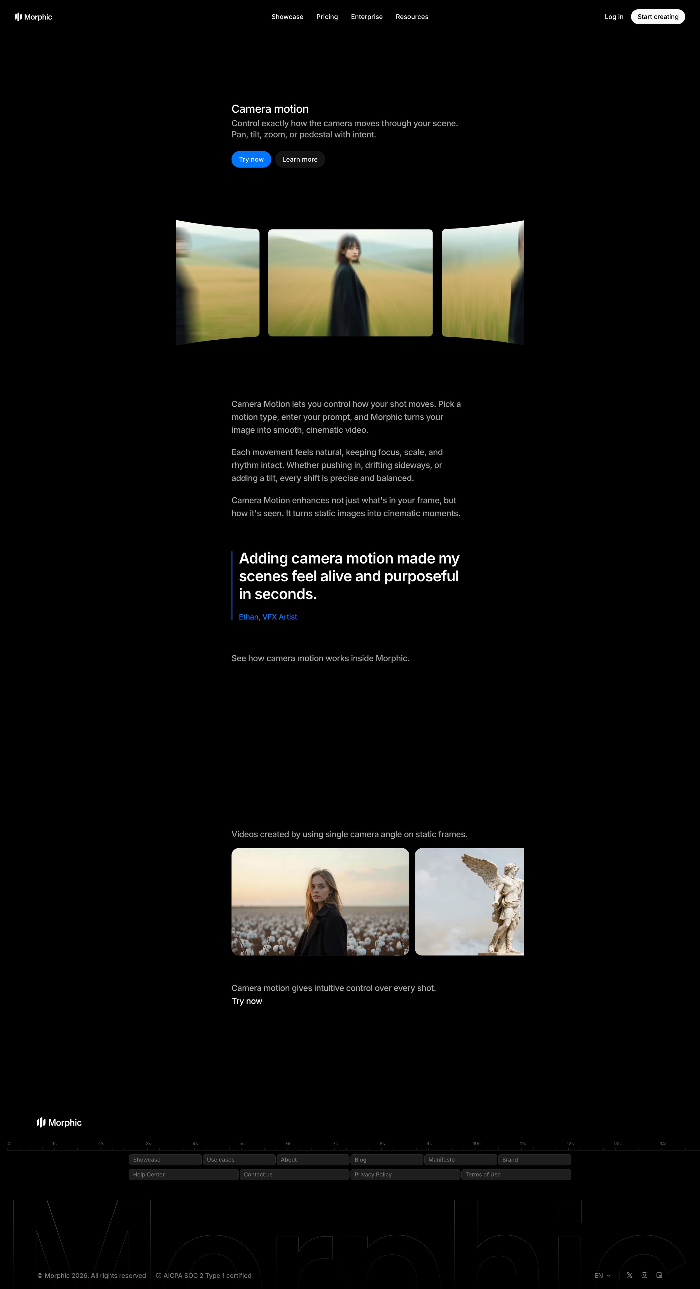 Morphic - Camera Motion AI Cinematic Movement Morphic screen