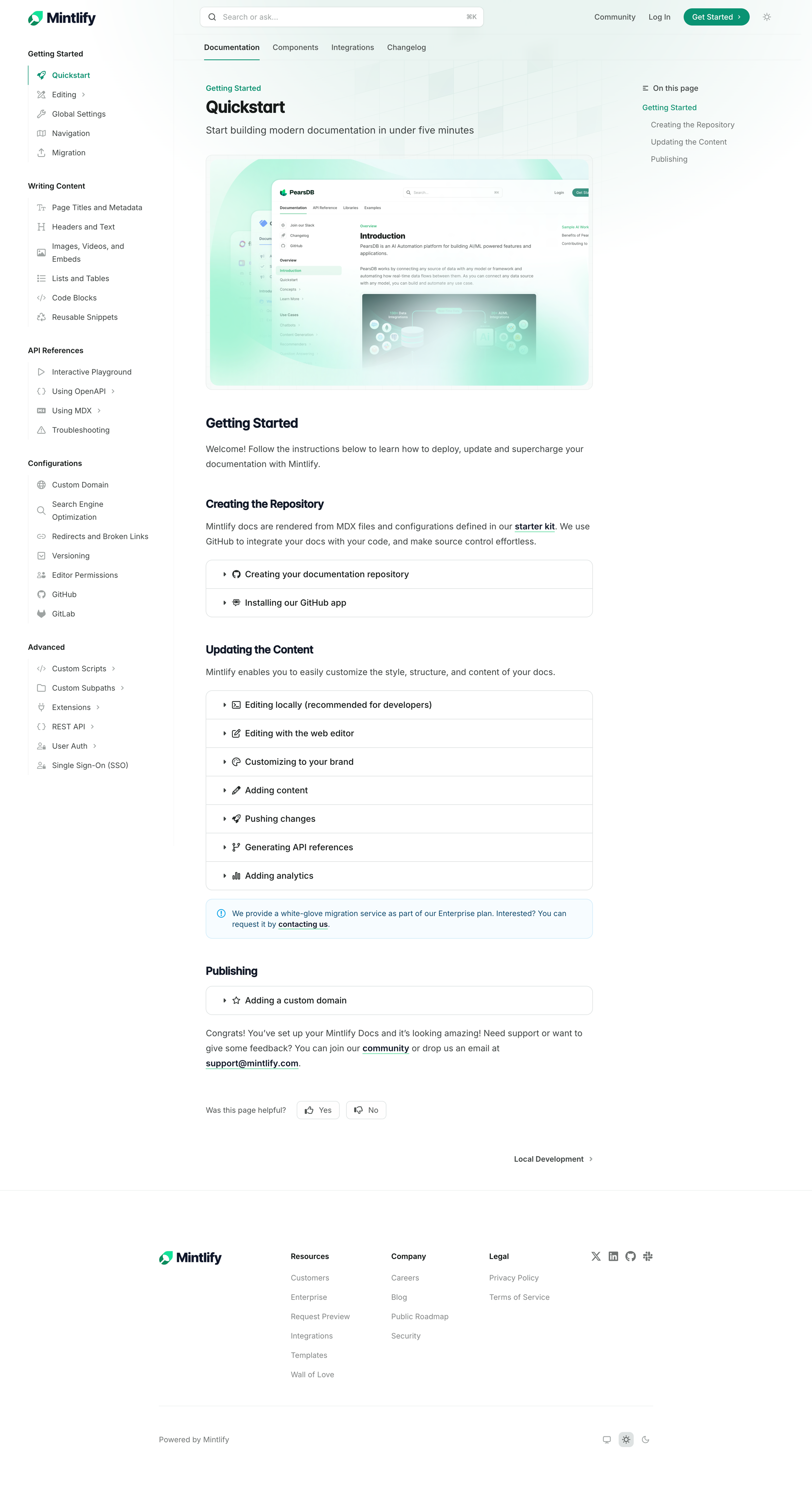 Mintlify - Quickstart - Mintlify screen