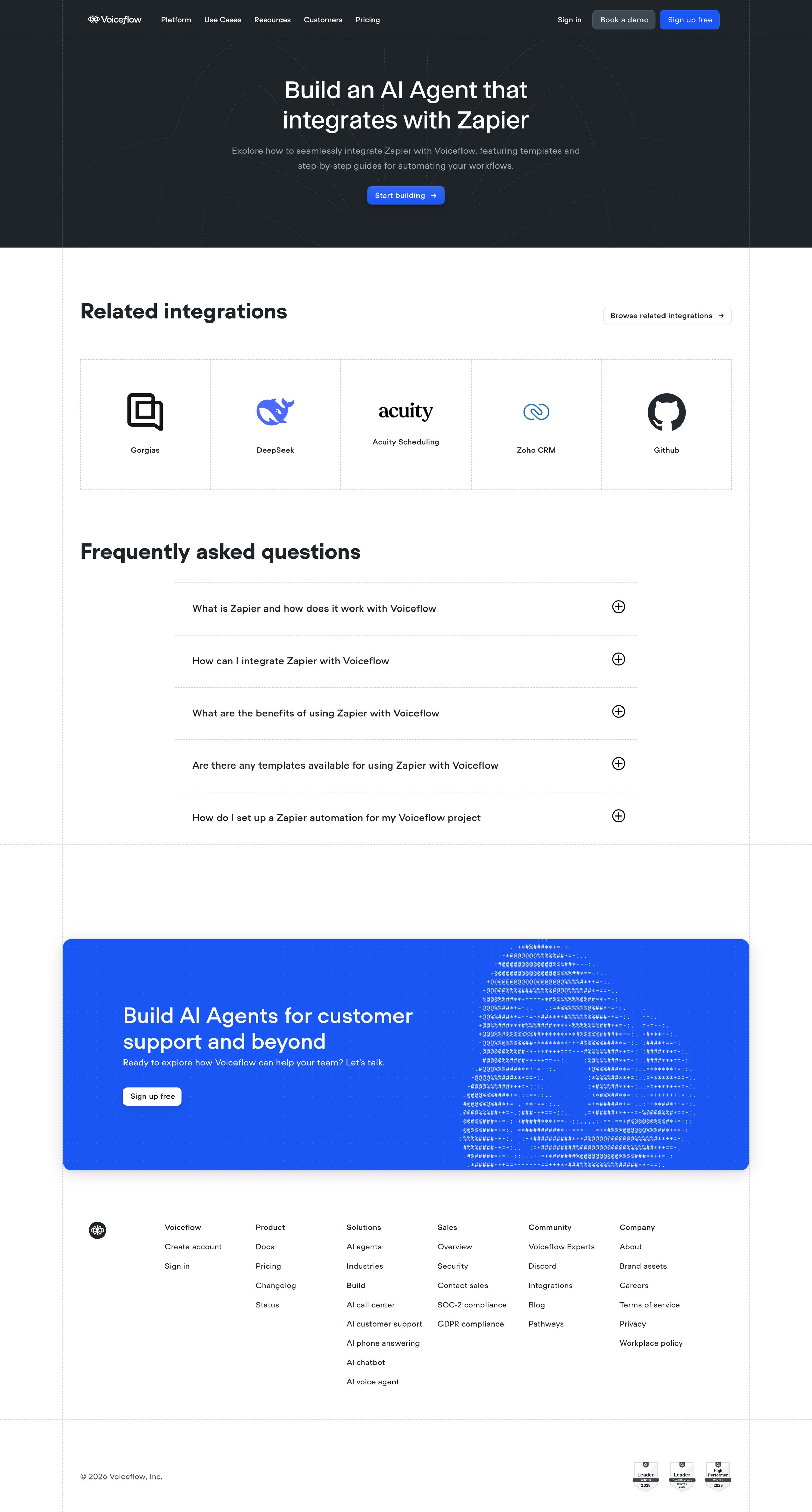Voiceflow - Zapier Integrations - Connect with voice and web chatbot screen
