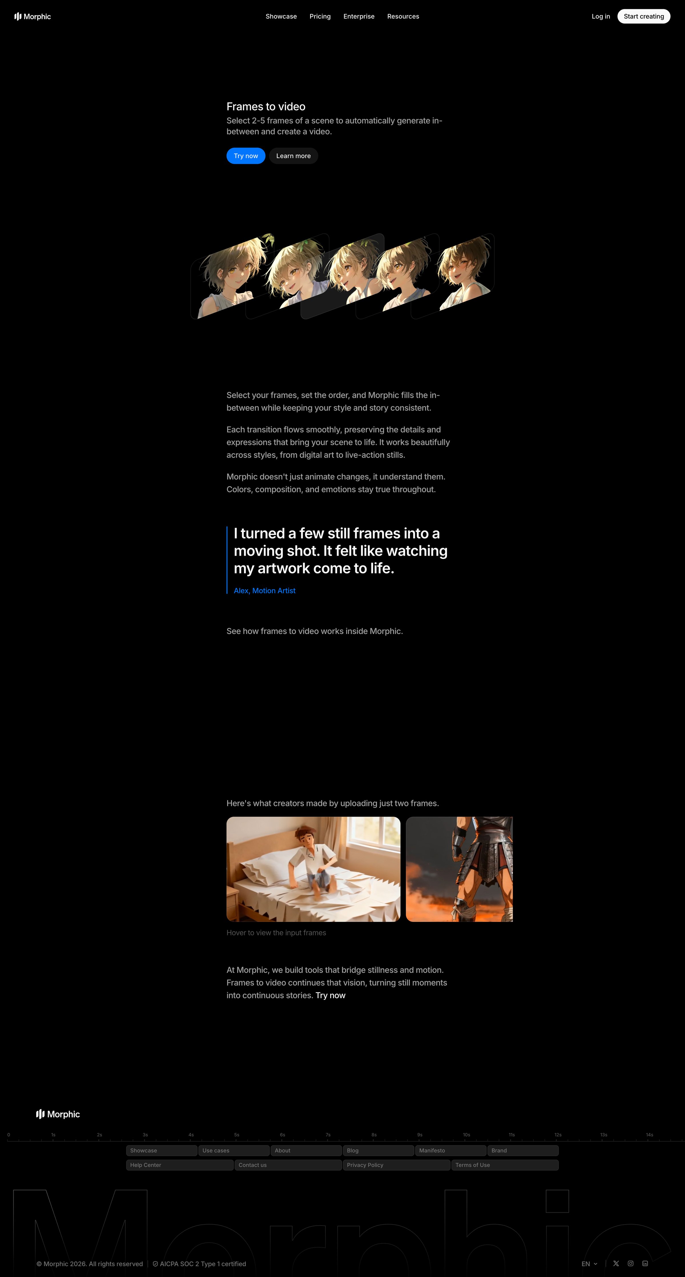 Morphic - Frames to Video AI Video Generation Morphic screen