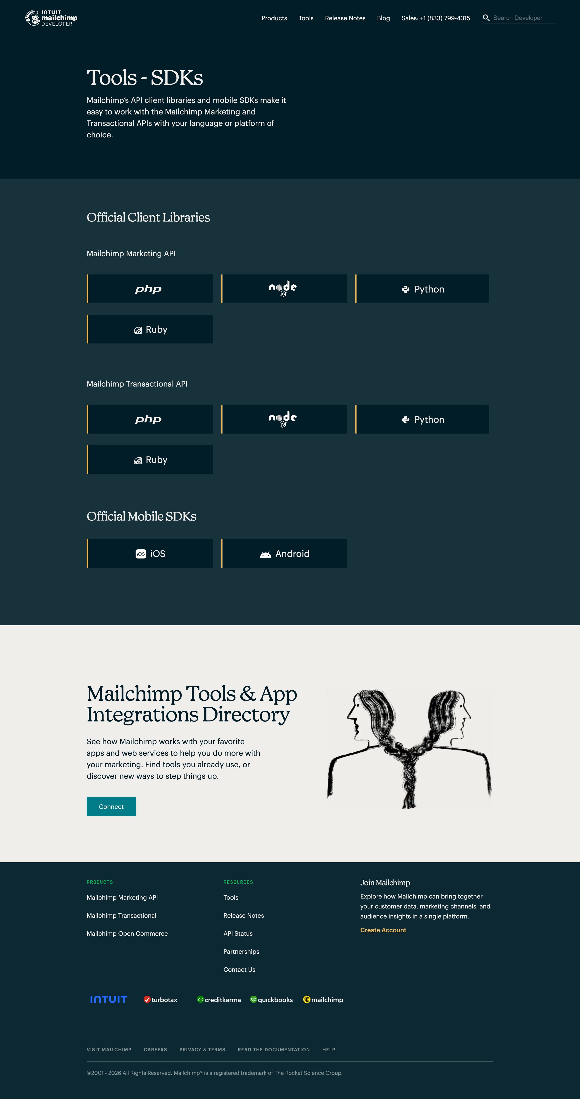 Mailchimp - Mailchimp Tools and SDKs Mailchimp Developer screen