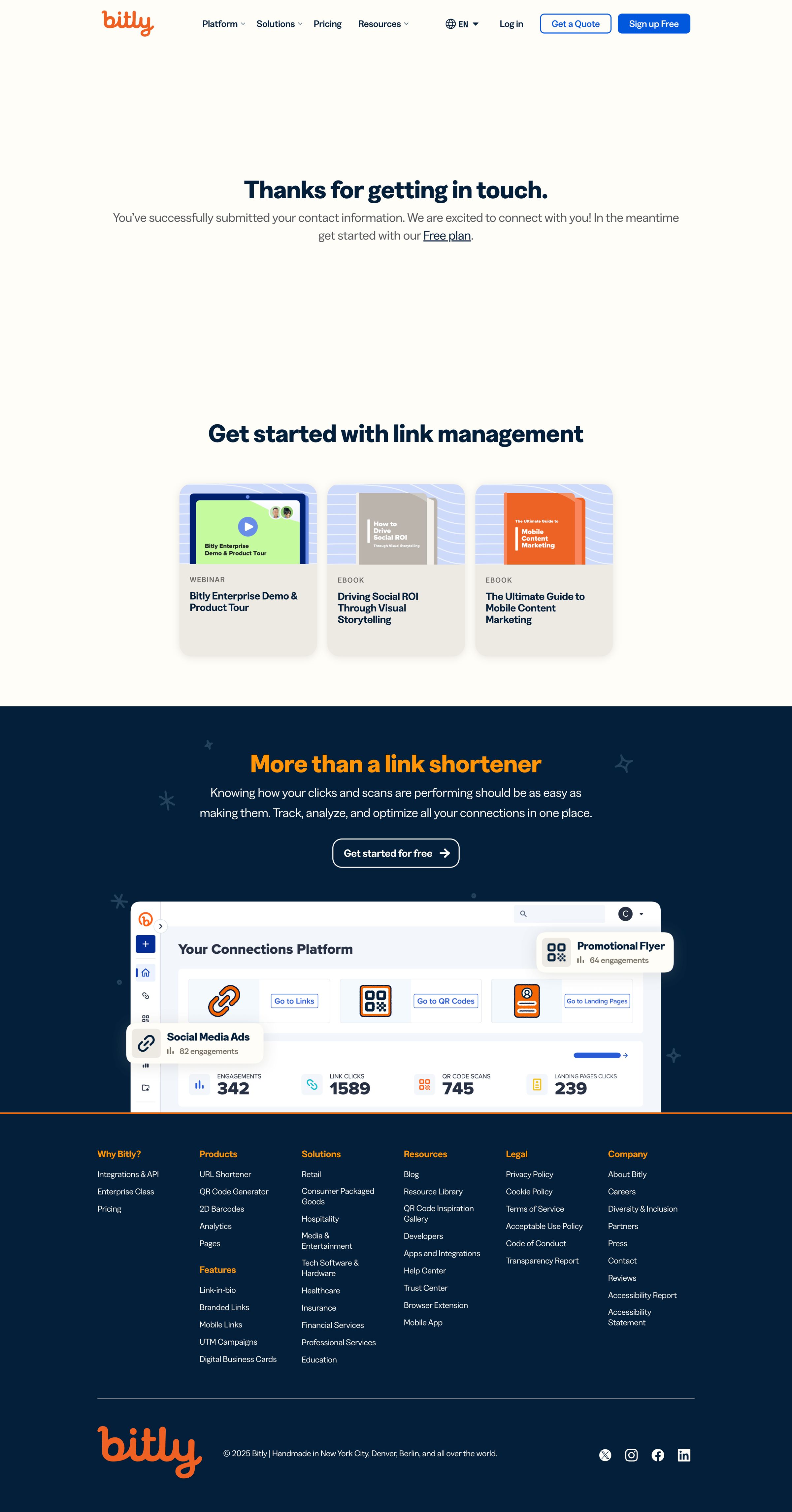 Bitly - Thank You | Bitly screen