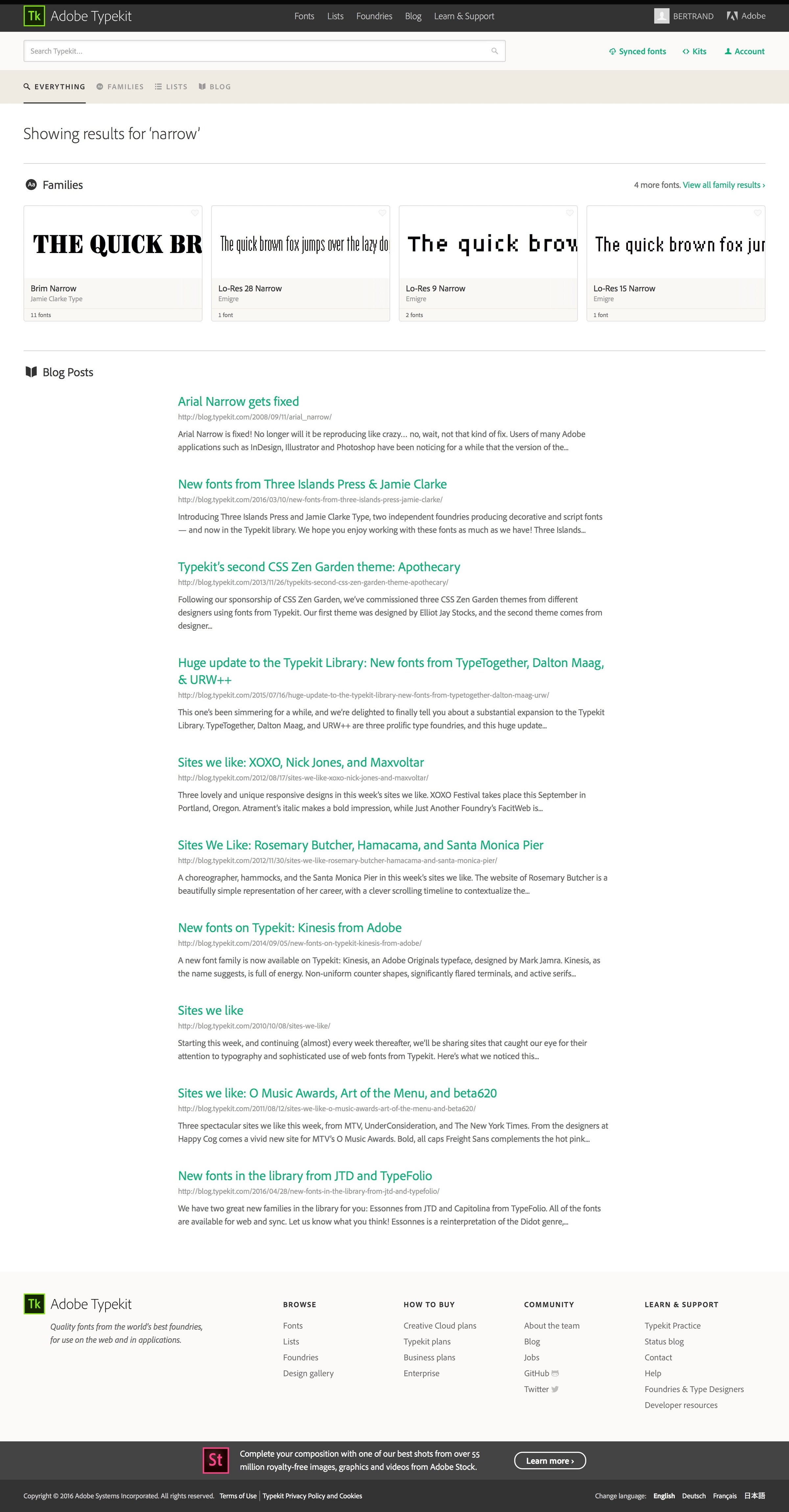 Typekit - Search screen