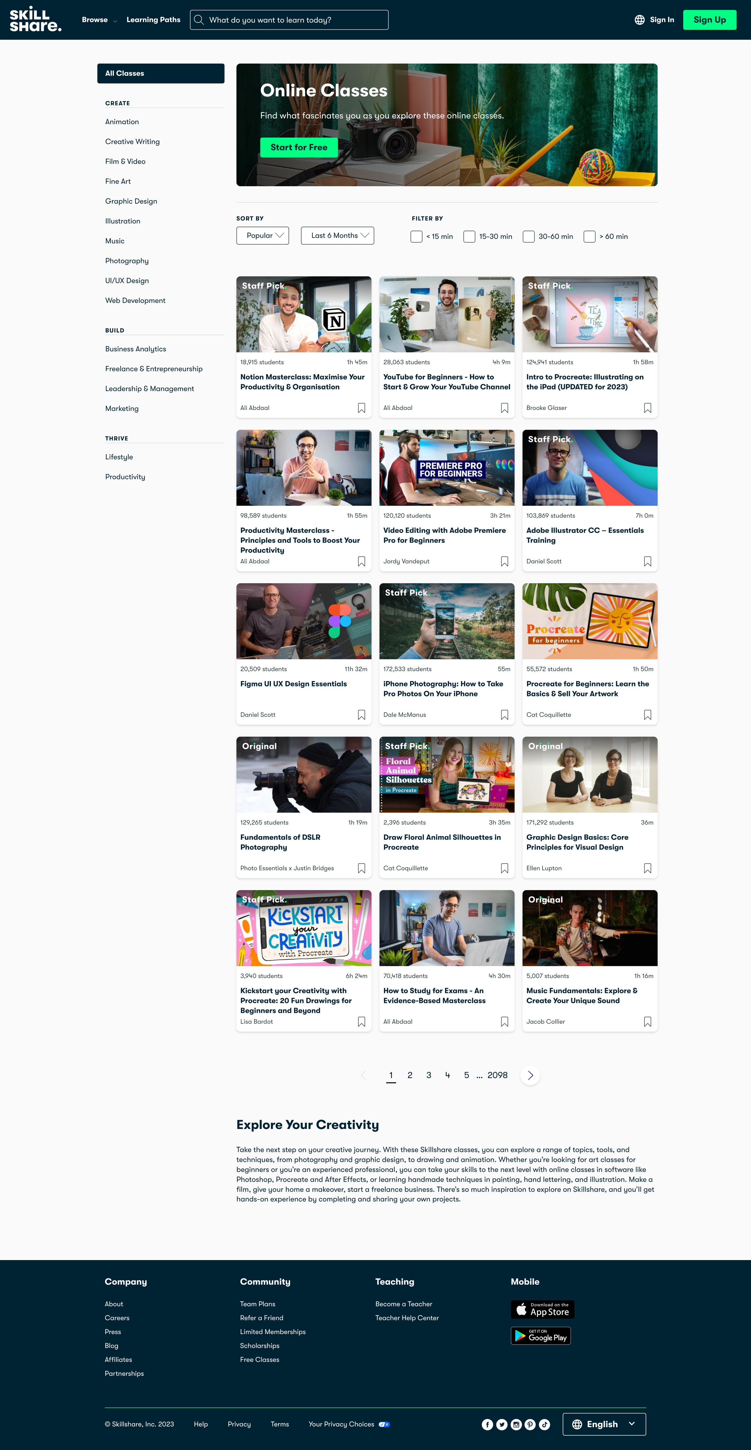 Skillshare - Online Classes for Creatives | Skillshare screen