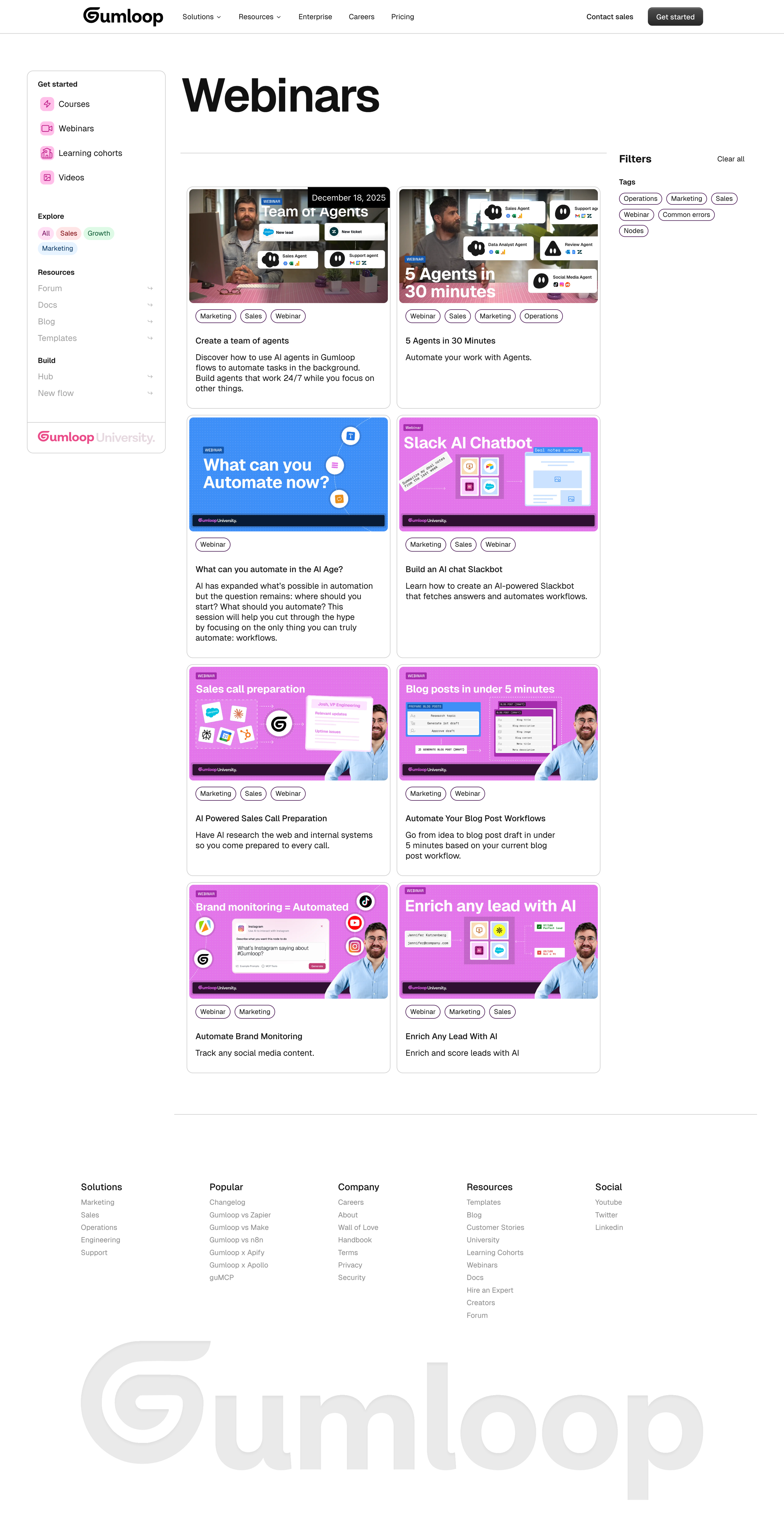 Gumloop - Webinars screen