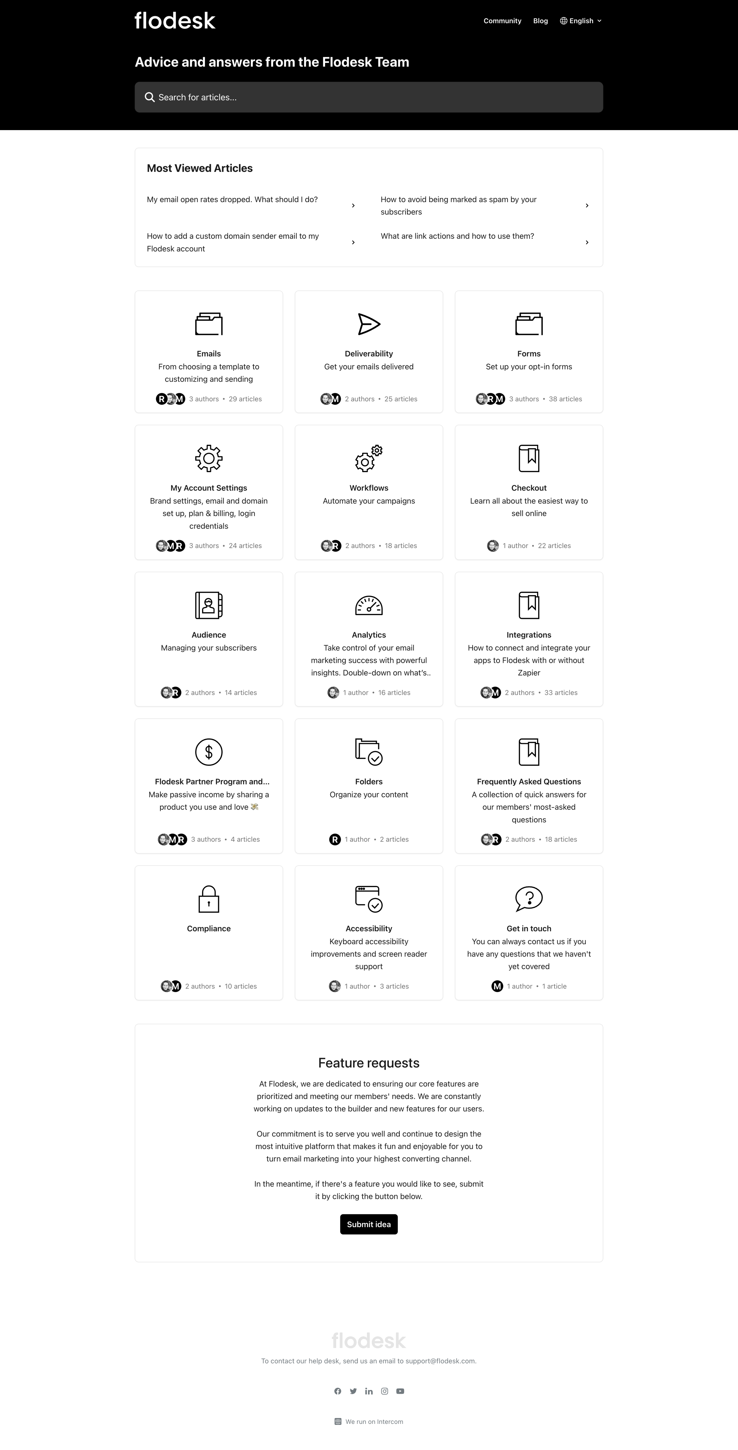 Flodesk - Flodesk Help Center screen