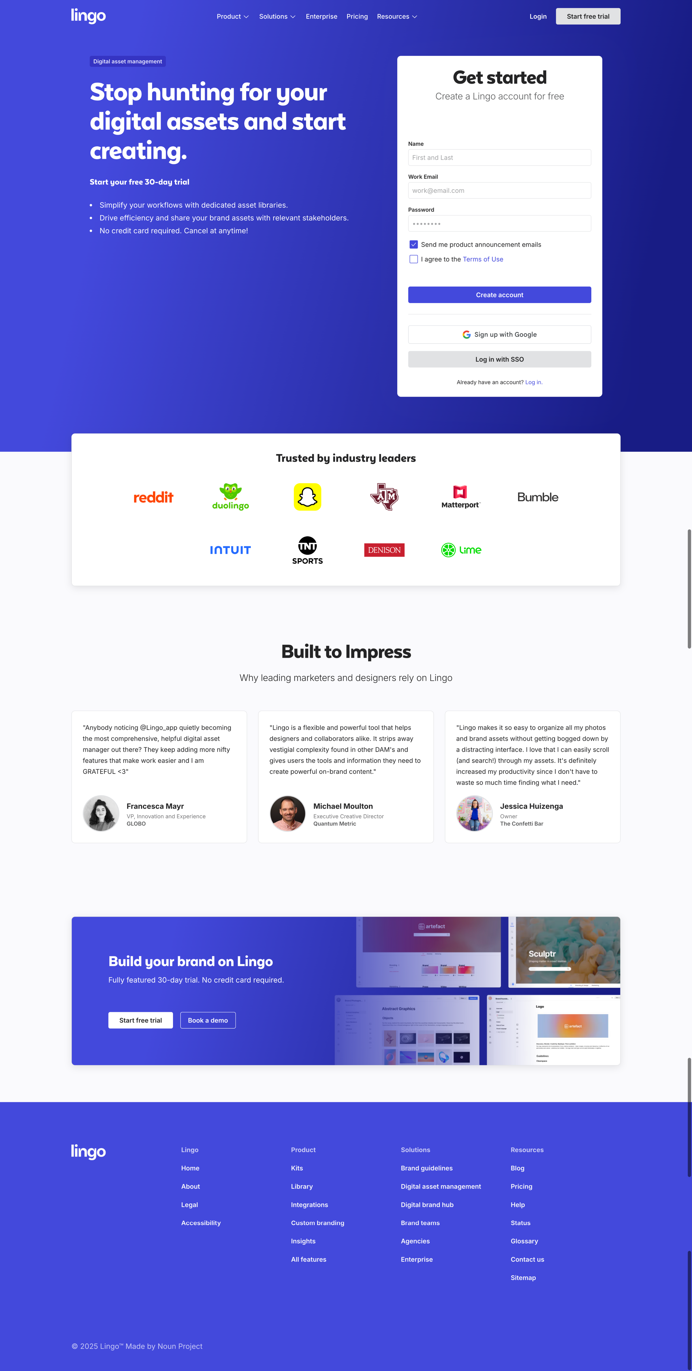 Lingo - Get started screen