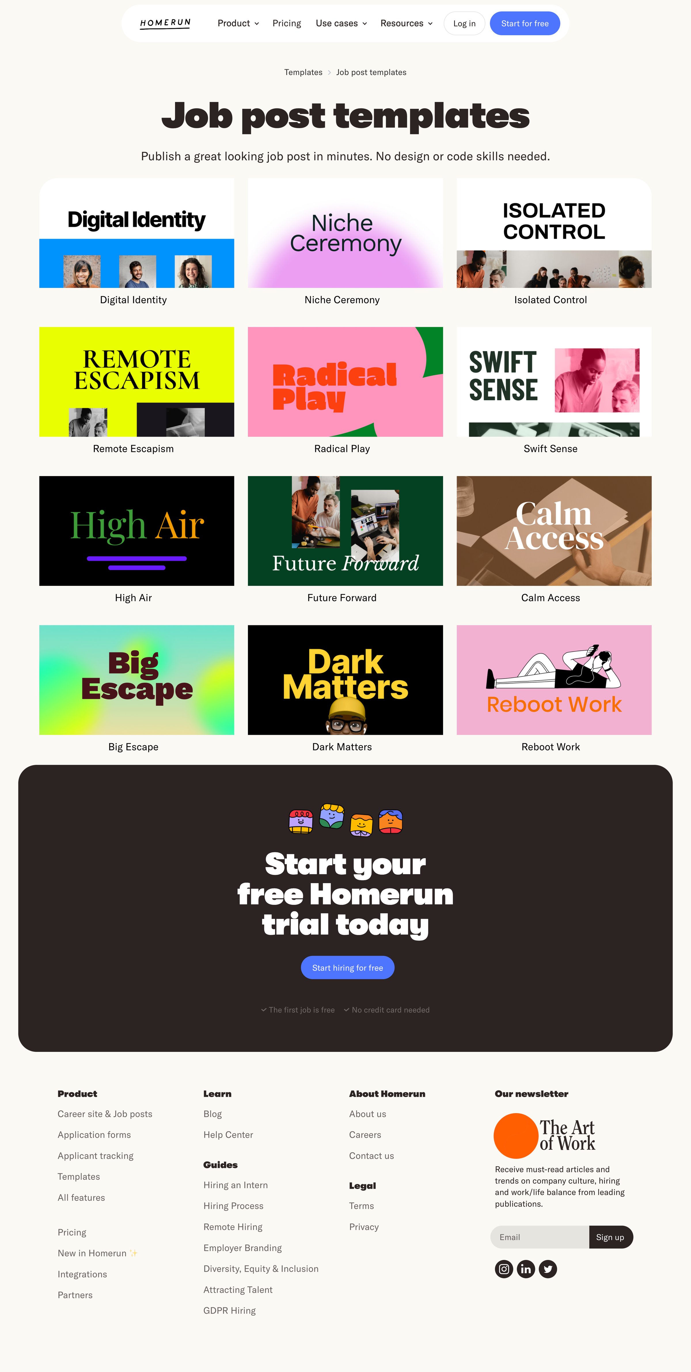 Homerun - Job Post Templates Designed to Attract Talent screen
