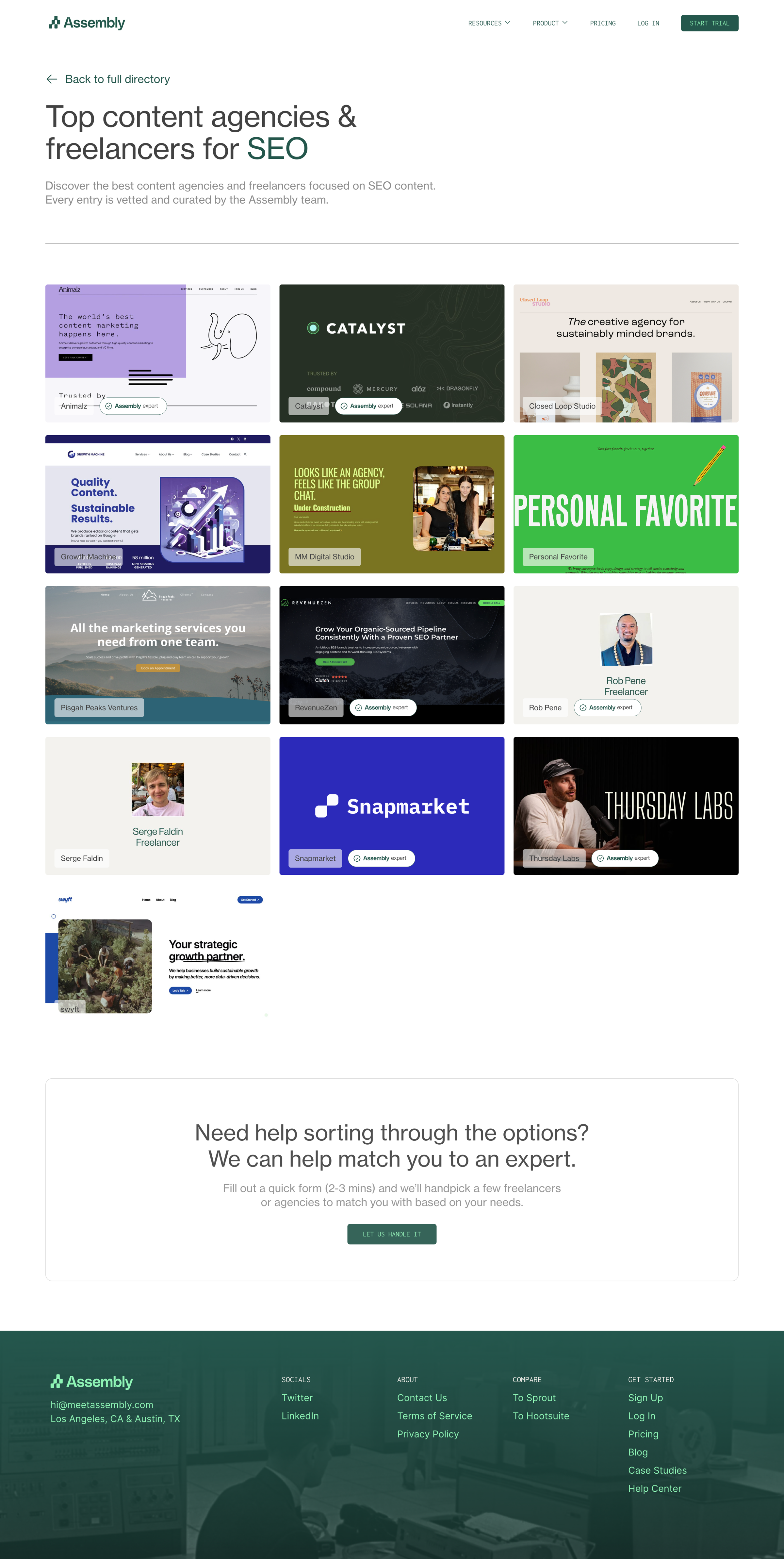 Assembly - Top SEO Freelancers and Agencies | Directory by Assembly screen