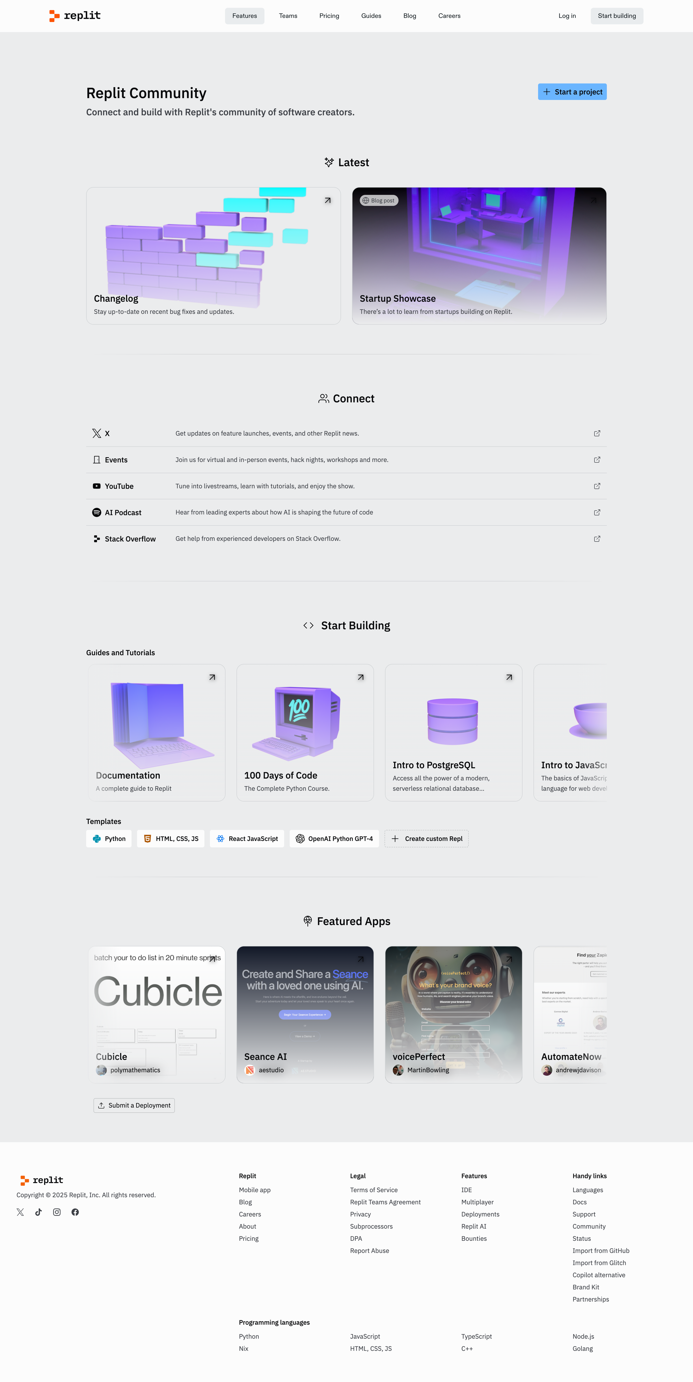 Replit - Community Hub - Replit screen