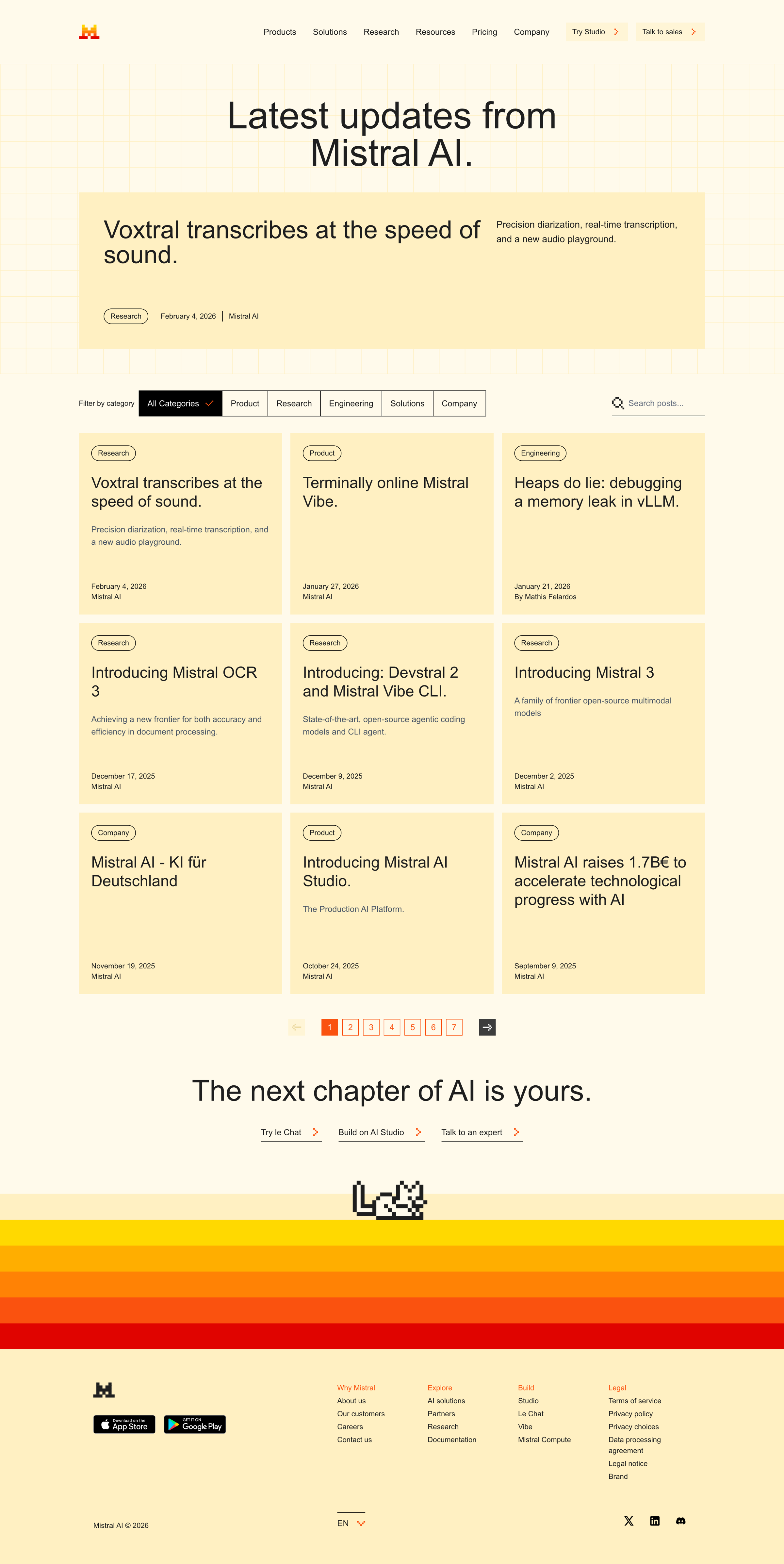 Mistral - Latest news Mistral AI screen