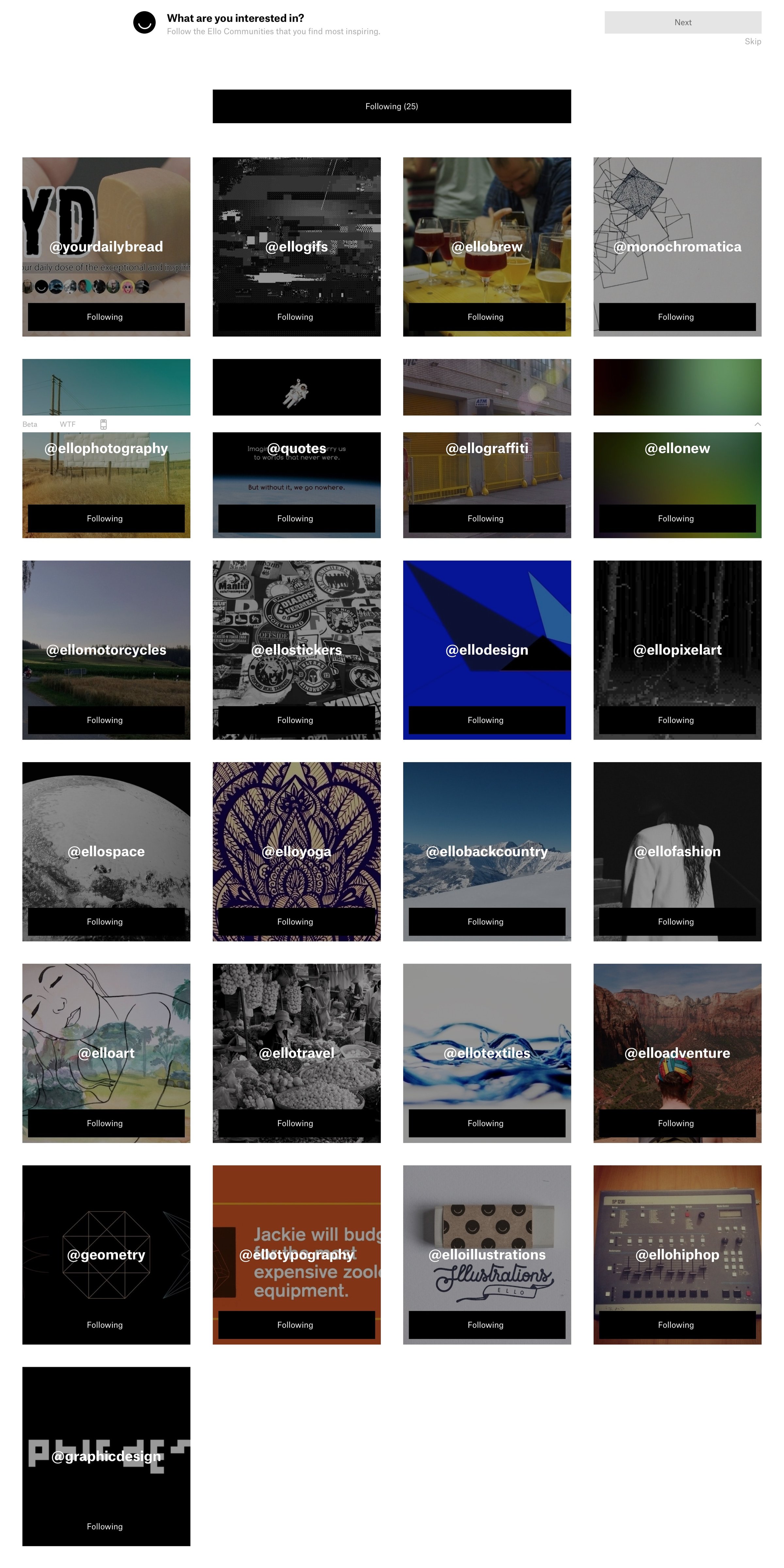 Ello - Onboarding screen