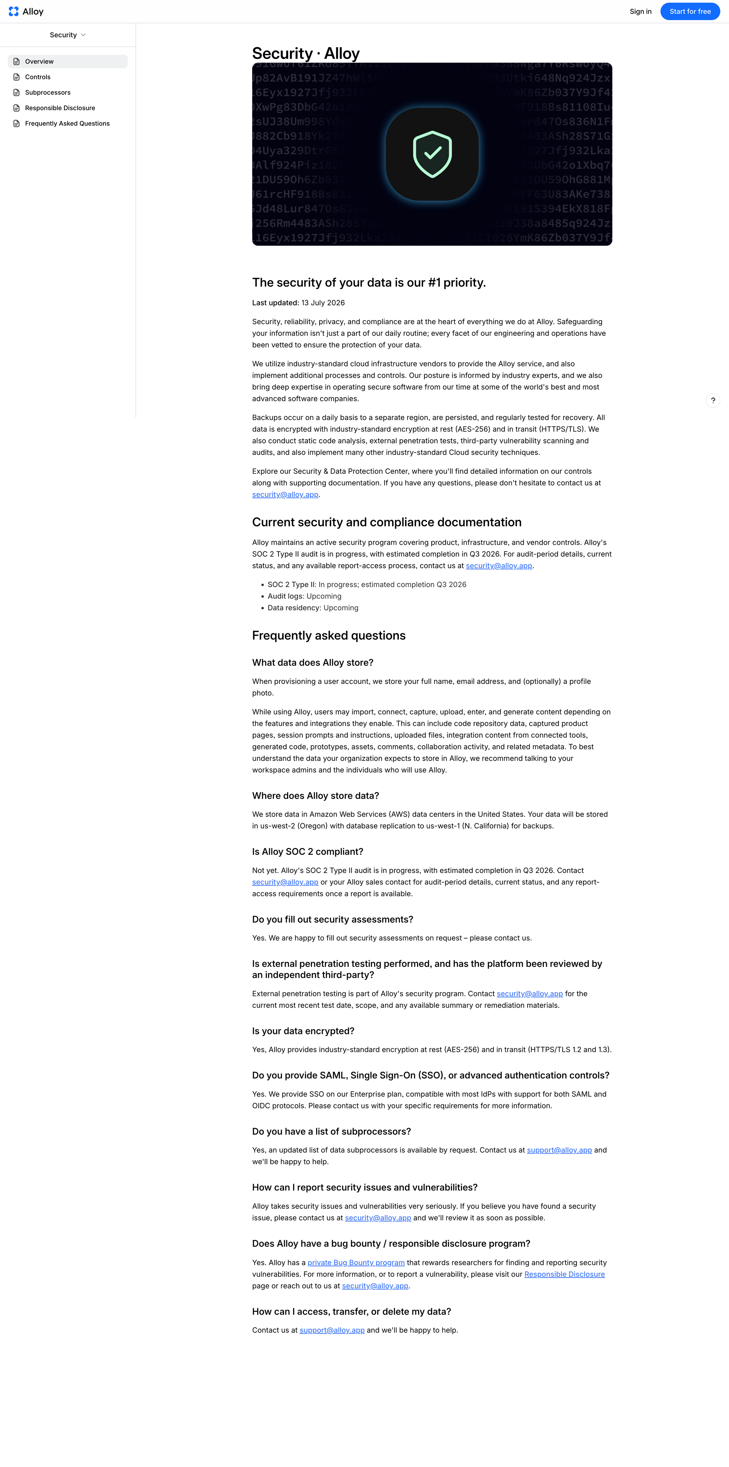 Alloy - Security · Alloy screen