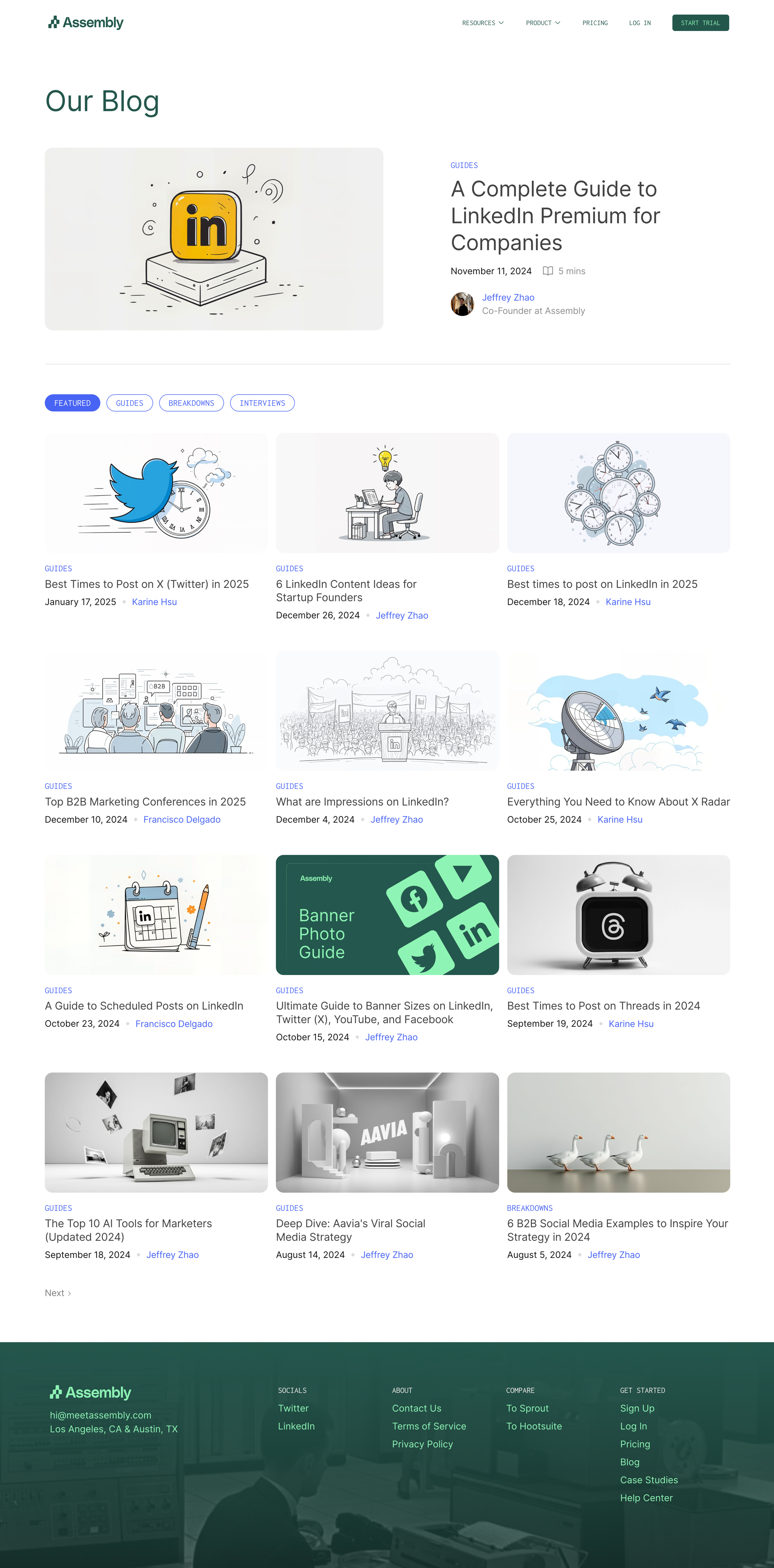 Assembly - Blog screen